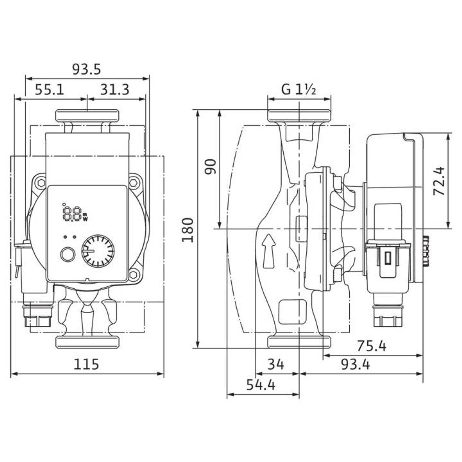 Wilo Nassläufer-Hocheffizienzpumpe Yonos PICO plus 25/1-6 180mm mit Wärmedämmschale