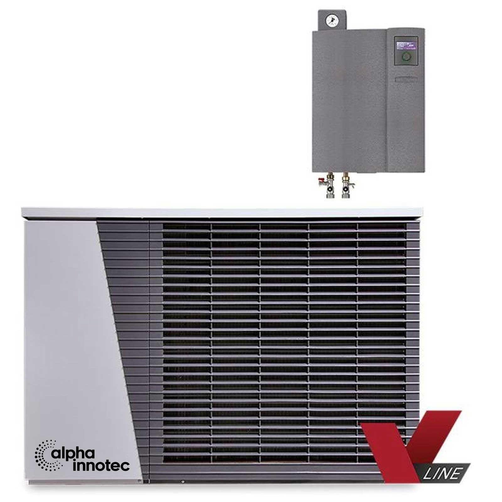 Wärmepumpenpaket alpha innotec LWDV 91-1/3-HDV 9-1/3 mit 300 Liter BWS und 100 Liter TPS, Wandkonsole und -Durchführung