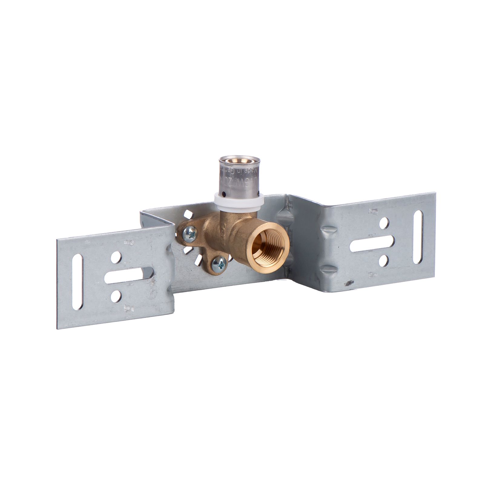 Selfio-Press Aluverbund Pressfitting  Wandwinkel auf Montageplatte abgewinkelt 20 x 2 - 1/2" TH + U Kontur DVGW