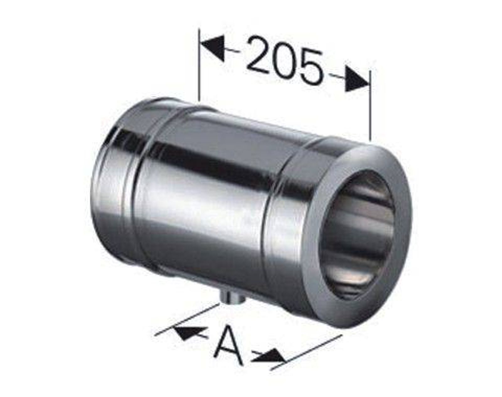 Schornstein Längenelement 205 mm mit Kondensatablauf Edelstahl DW DN 180
