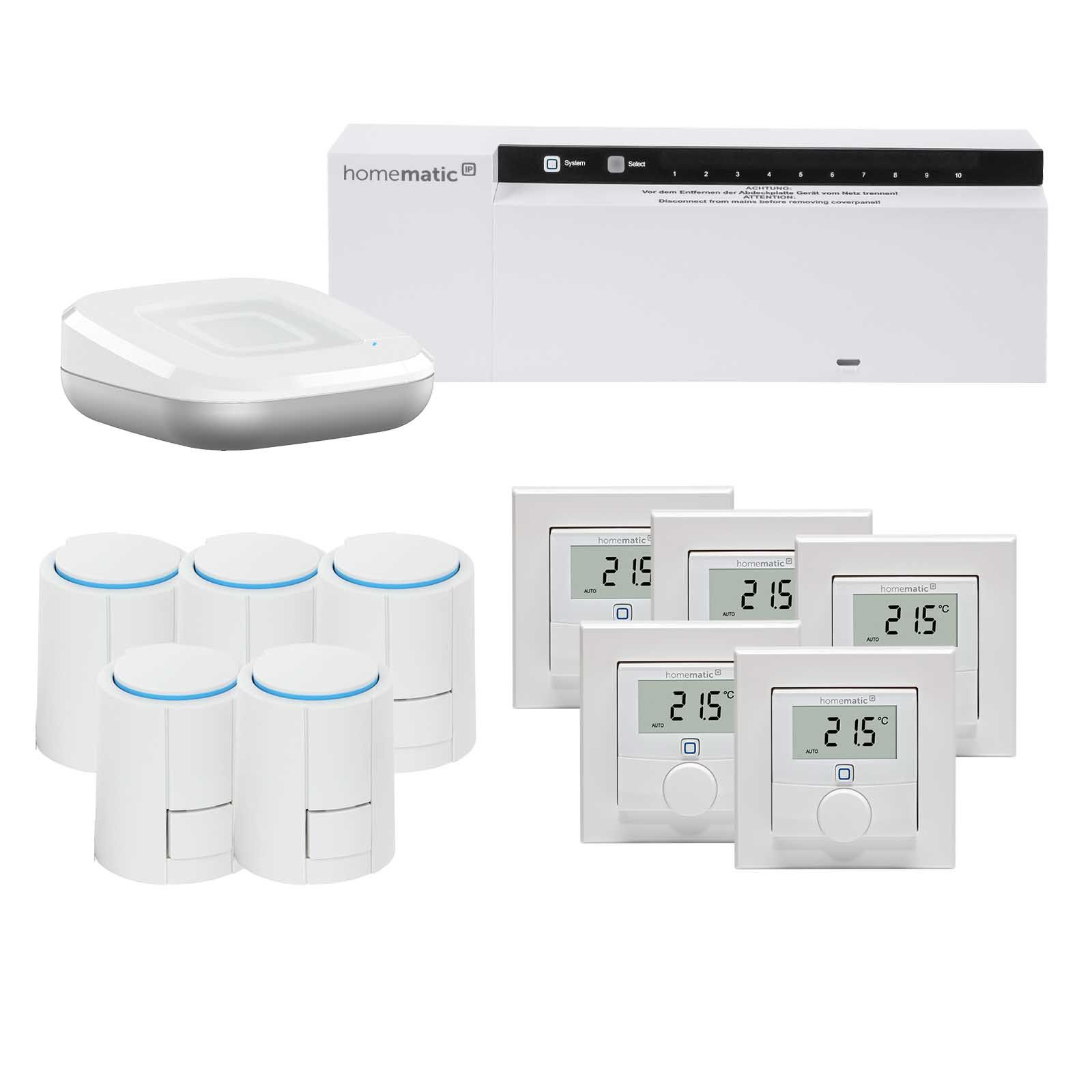 Homematic IP Smart Home Starter Set Fußbodenheizung 5 Zimmer