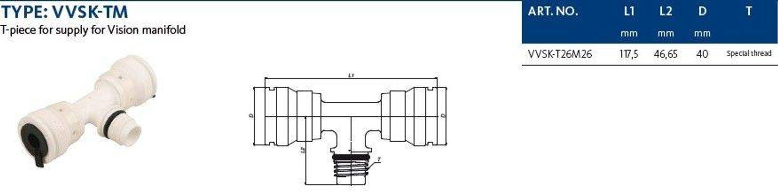 Aluverbund Steckfitting Henco Vision T-Stück Außengewinde Vorlauf Verteiler 26 x 3 - 26 x 3