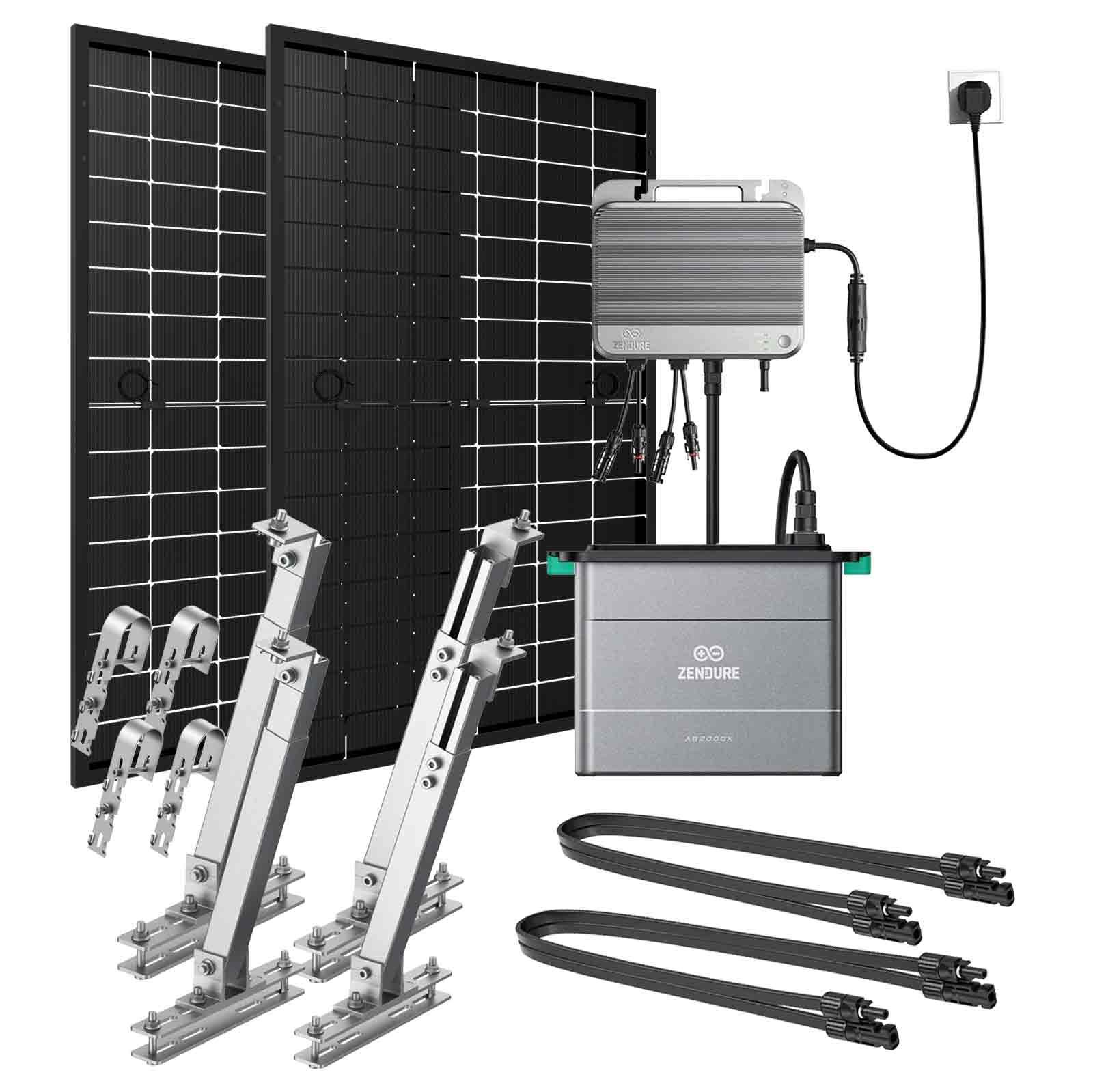 Zendure + Jolywood Balkonkraftwerk Paket inkl. 2x Jolywood Niwa 450 Wp Glas-Glas Solarmodul + Zendure SolarFlow 800 Bundle