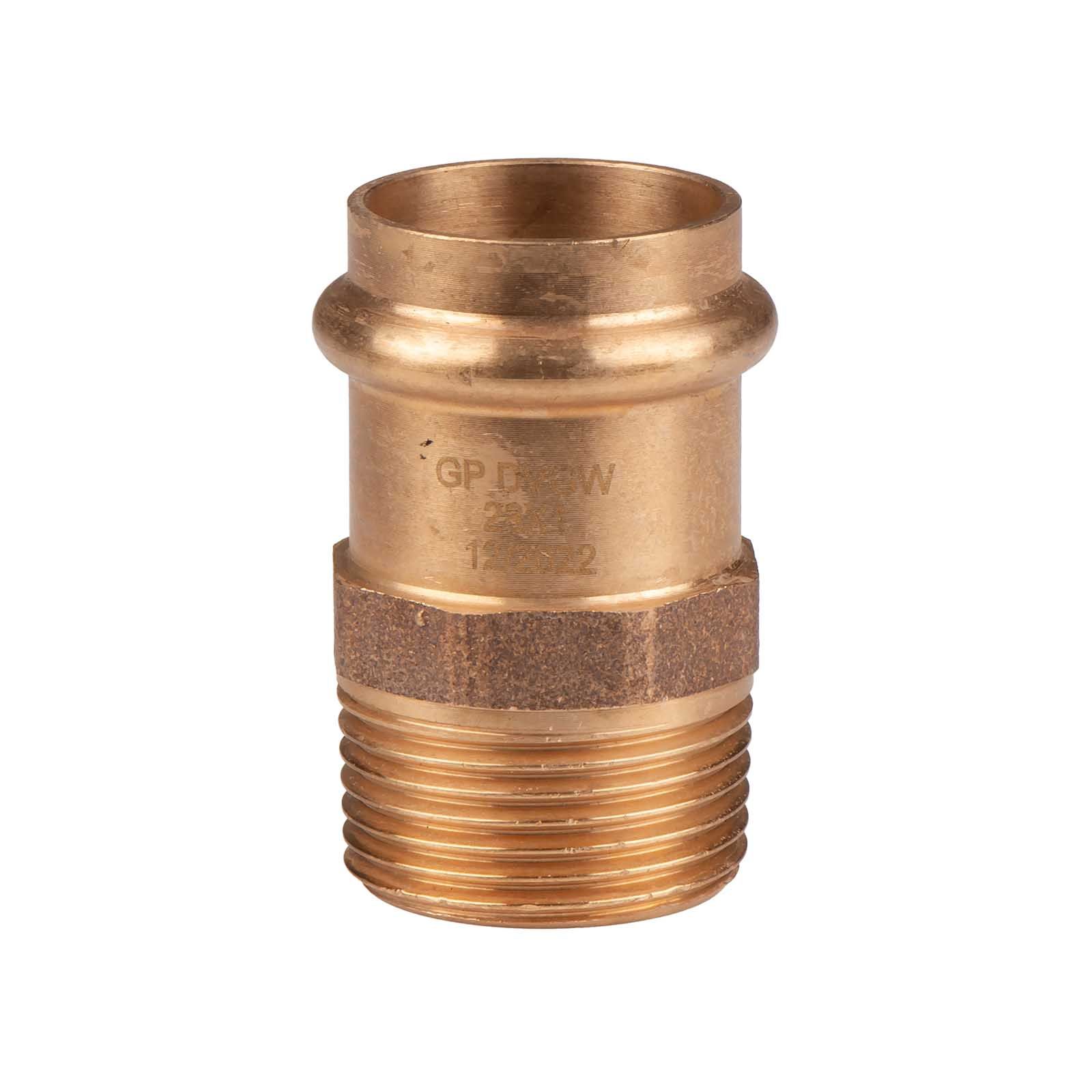 Kupfer Pressfitting Übergang aus Rotguss 28 mm - 1" AG V+M-Kontur DVGW