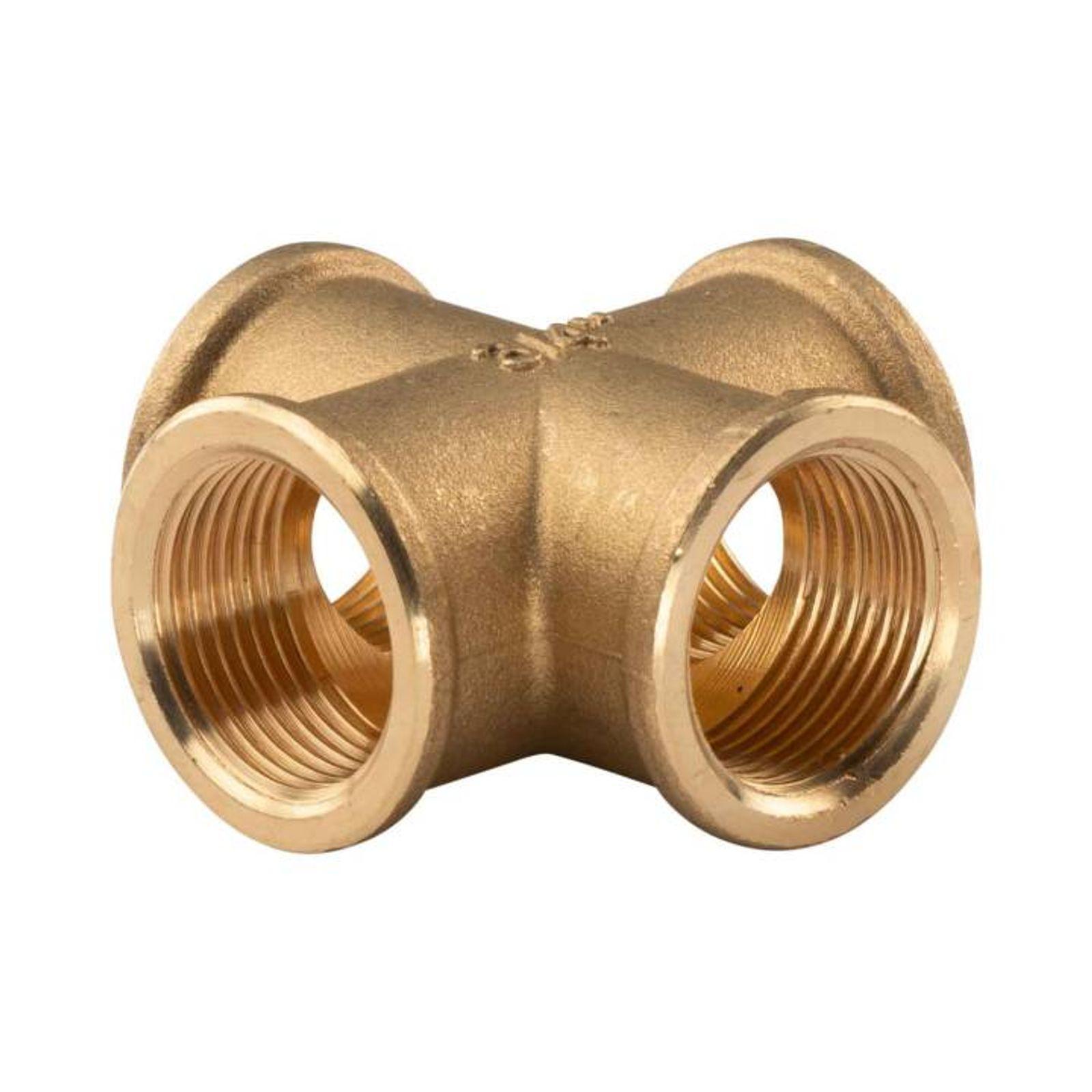Messing Gewinde-Fitting Kreuzstück 3/4" IG (DN20) - schwere Ausführung