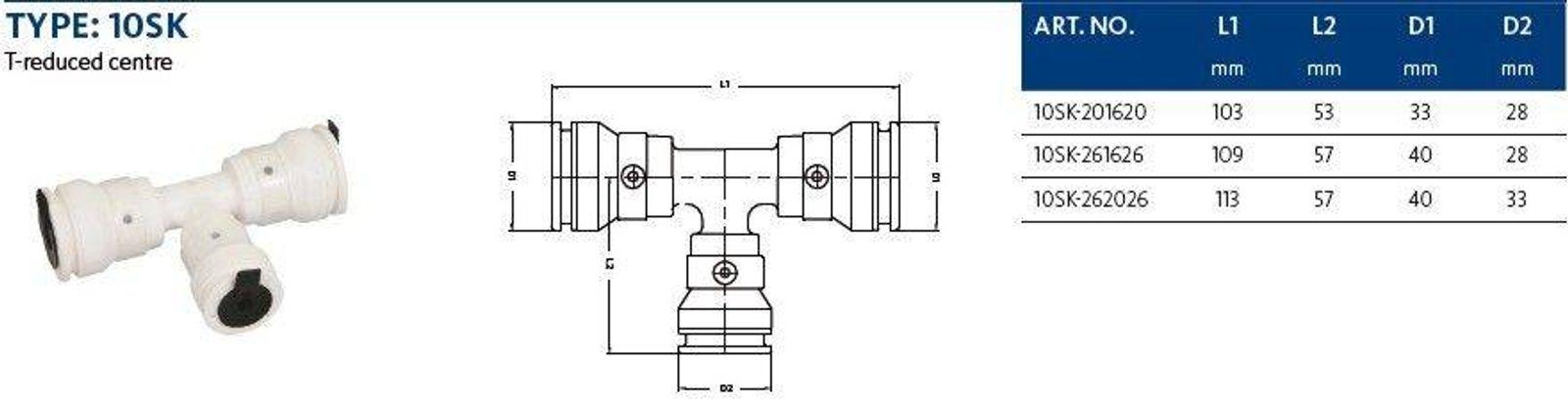 Aluverbund Steckfitting Henco Vision T-Stück Mittelabgang reduziert 26 x 3 - 20 x 2 - 26 x 3