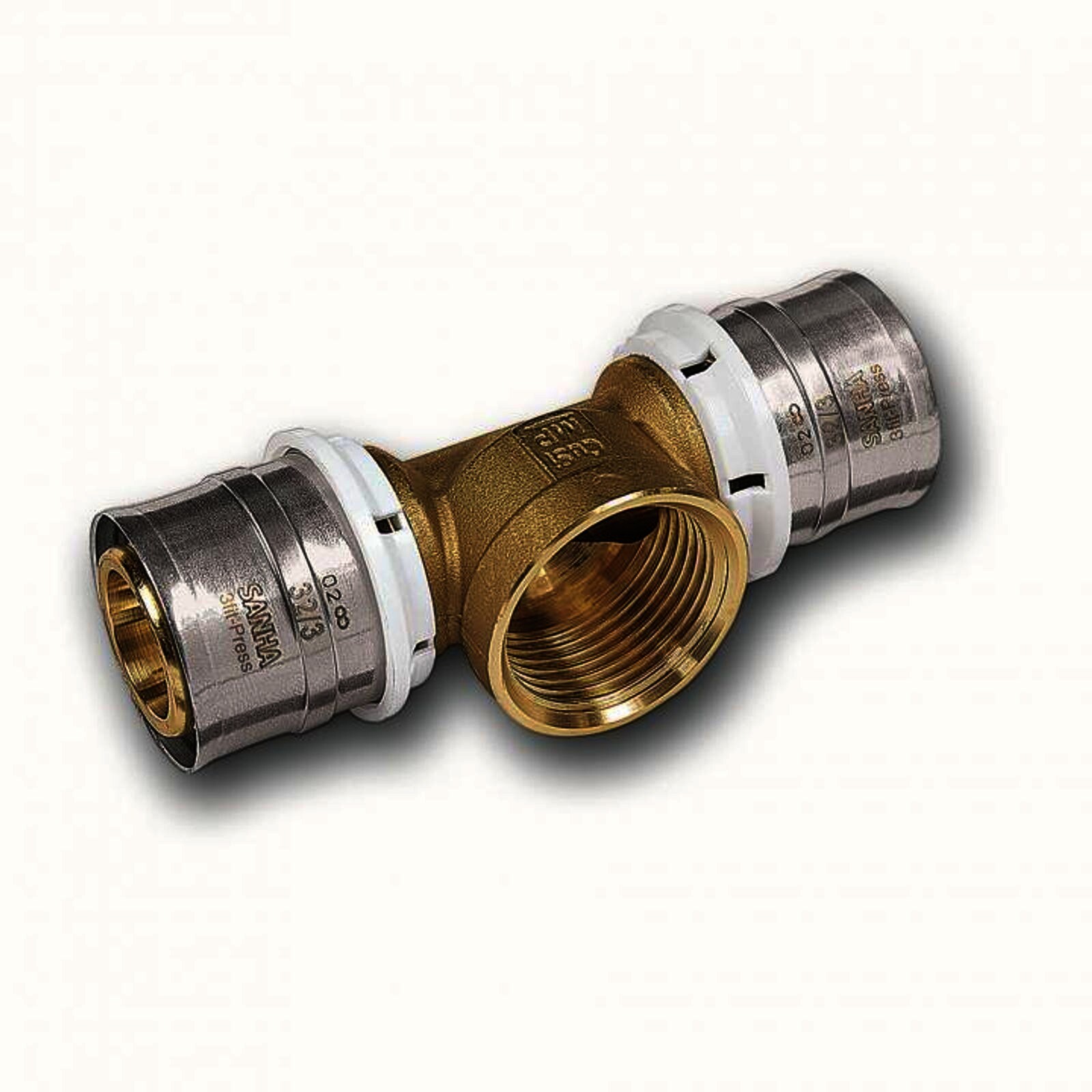 Aluverbund Pressfitting SANHA bleifrei T-Stück Innengewinde 20 x 2 - 1/2" - 20 x 2 Multikontur DVGW