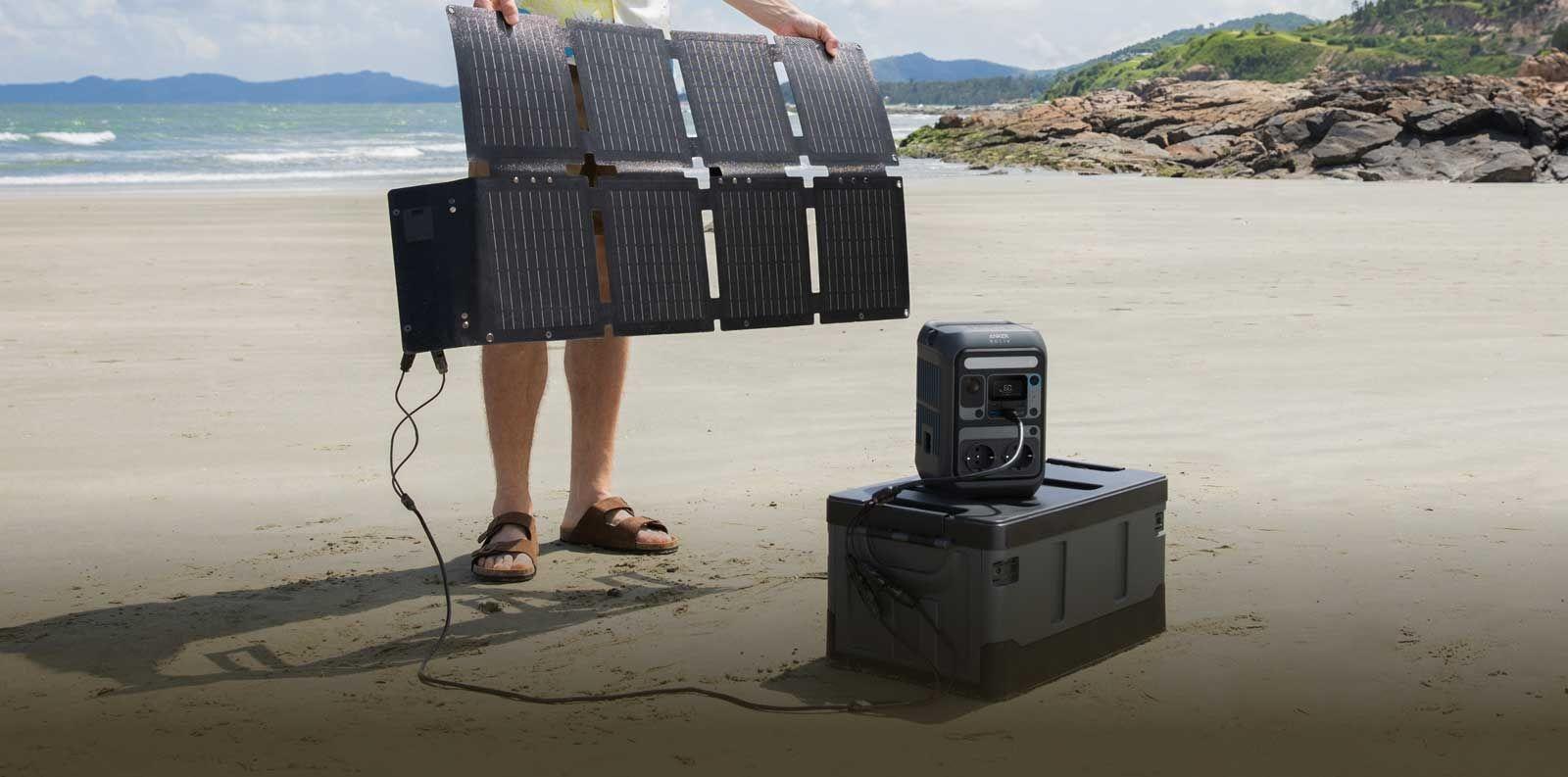 Anker SOLIX C300X DC + PS100X Set – Tragbare Powerstation mit 100W Solarpanel
