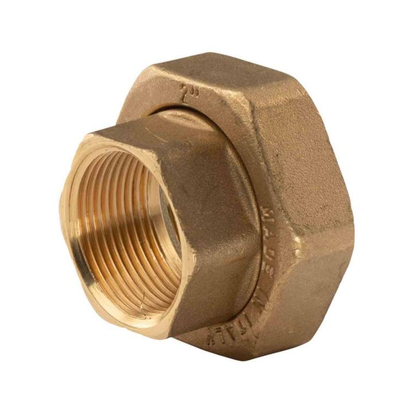 Messing Gewinde-Fitting Schaft flachdichtend mit Kappe für Rundelemente + Dichtung 1 1/4"IG (DN 32) - 2"IG (DN 50) - schwere Ausführung