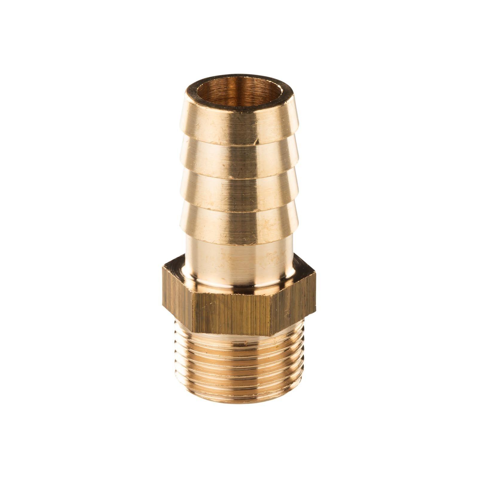 Messing Gewinde-Fitting Schlauchanschluss 3/8" AG (DN 10) Länge 15 mm - schwere Ausführung