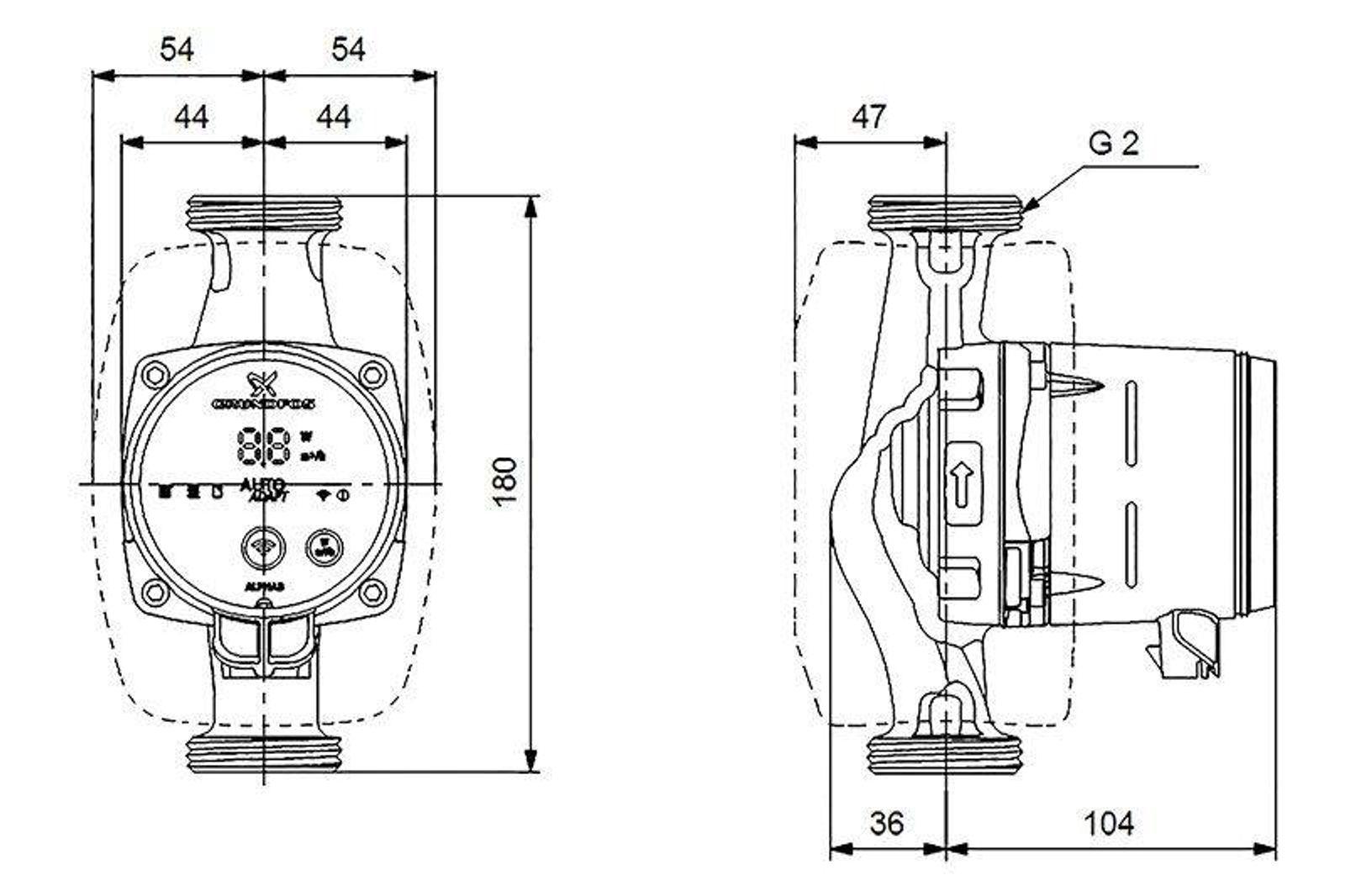Grundfos Alpha3 32-60 180 mm Hocheffizienz-Umwälzpumpe inkl. Wärmedämmschale