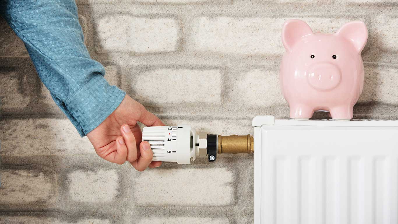 Heizung mit Sparschwein drauf