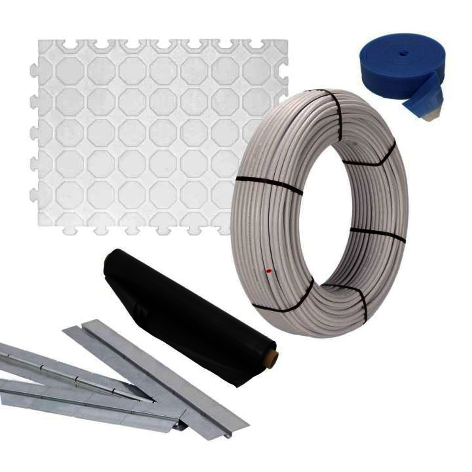 100 m² Set Trockenestrichsystem 25 mm WLG 035 Alu-Verbundrohr Raster 12,5 cm + Zubehör