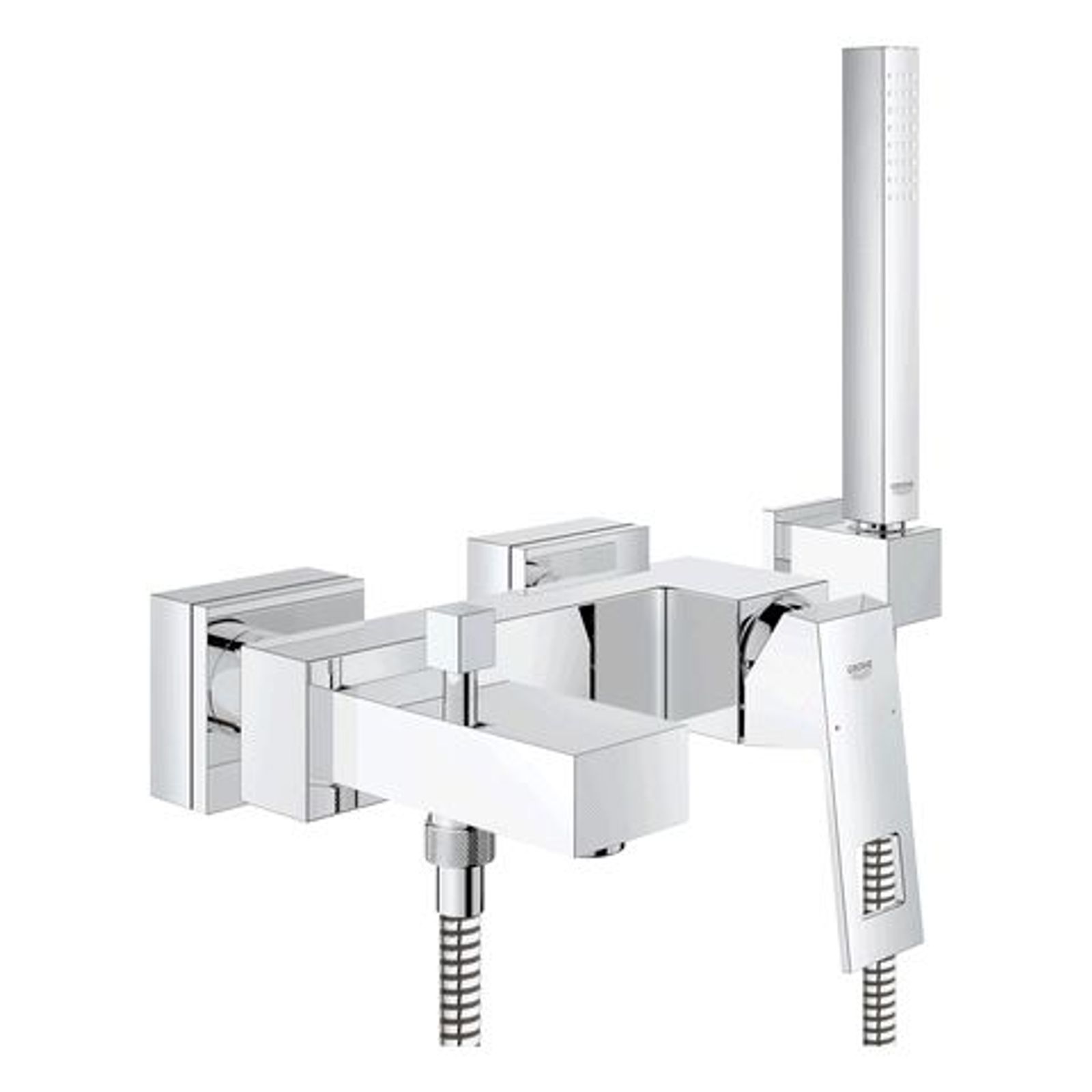 Einhebel-Wannenbatterie Eurocube 23141 Wandmont. Brausegrt. Euphoria Cube chrom