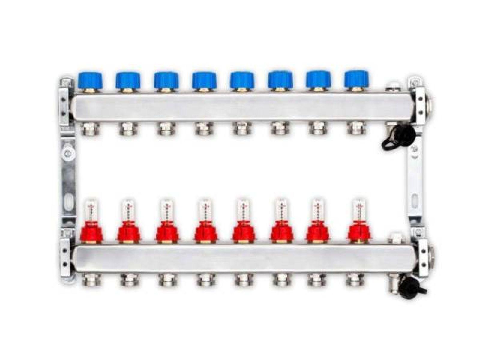 57,6 m² Set Dünnschichtsystem flach 12x2 PE-RT Rohr Raster 10 cm 8 Heizkreise LCD Regler 230 V + Zubehör