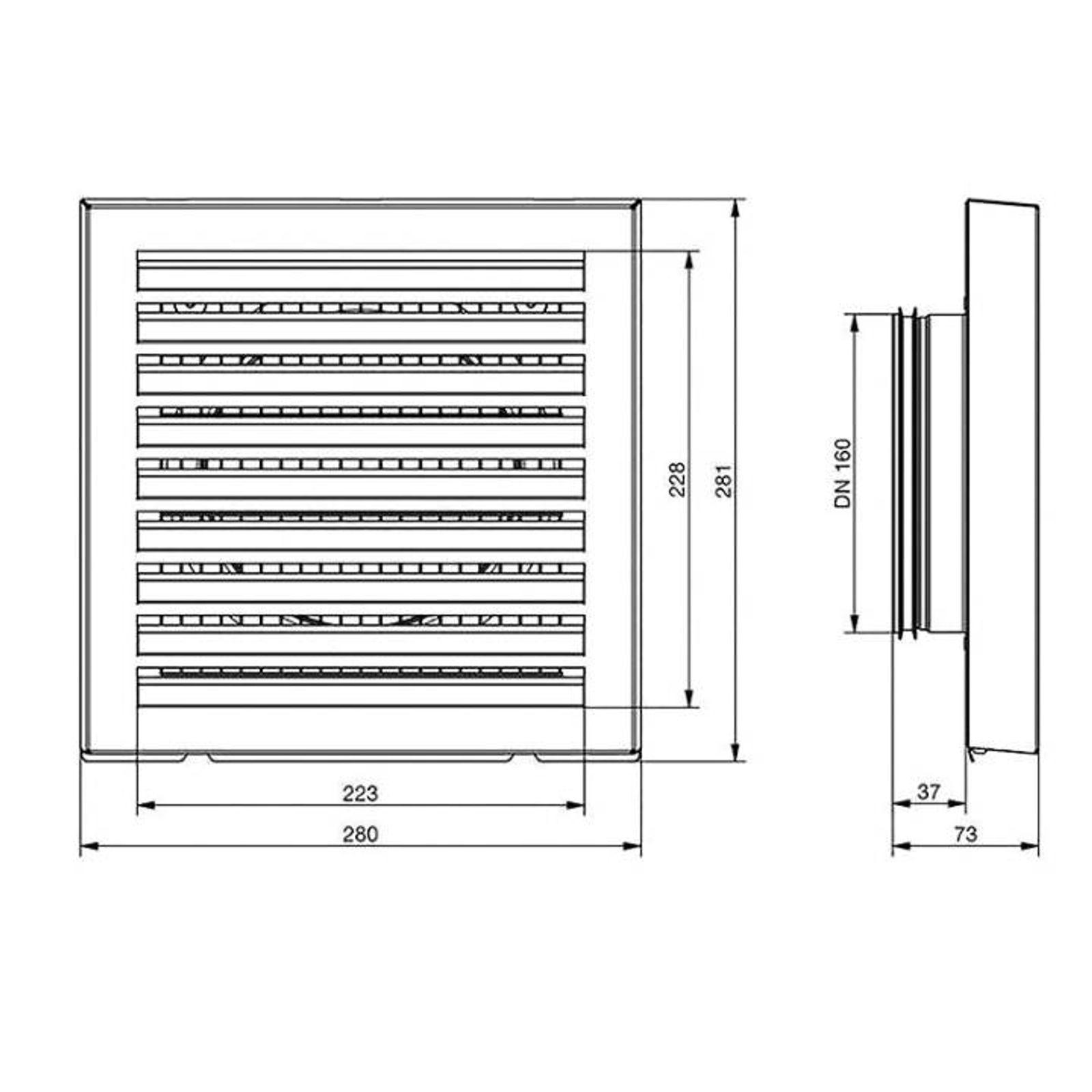 Zehnder Außenwandgitter für Wandeinbau DN 160