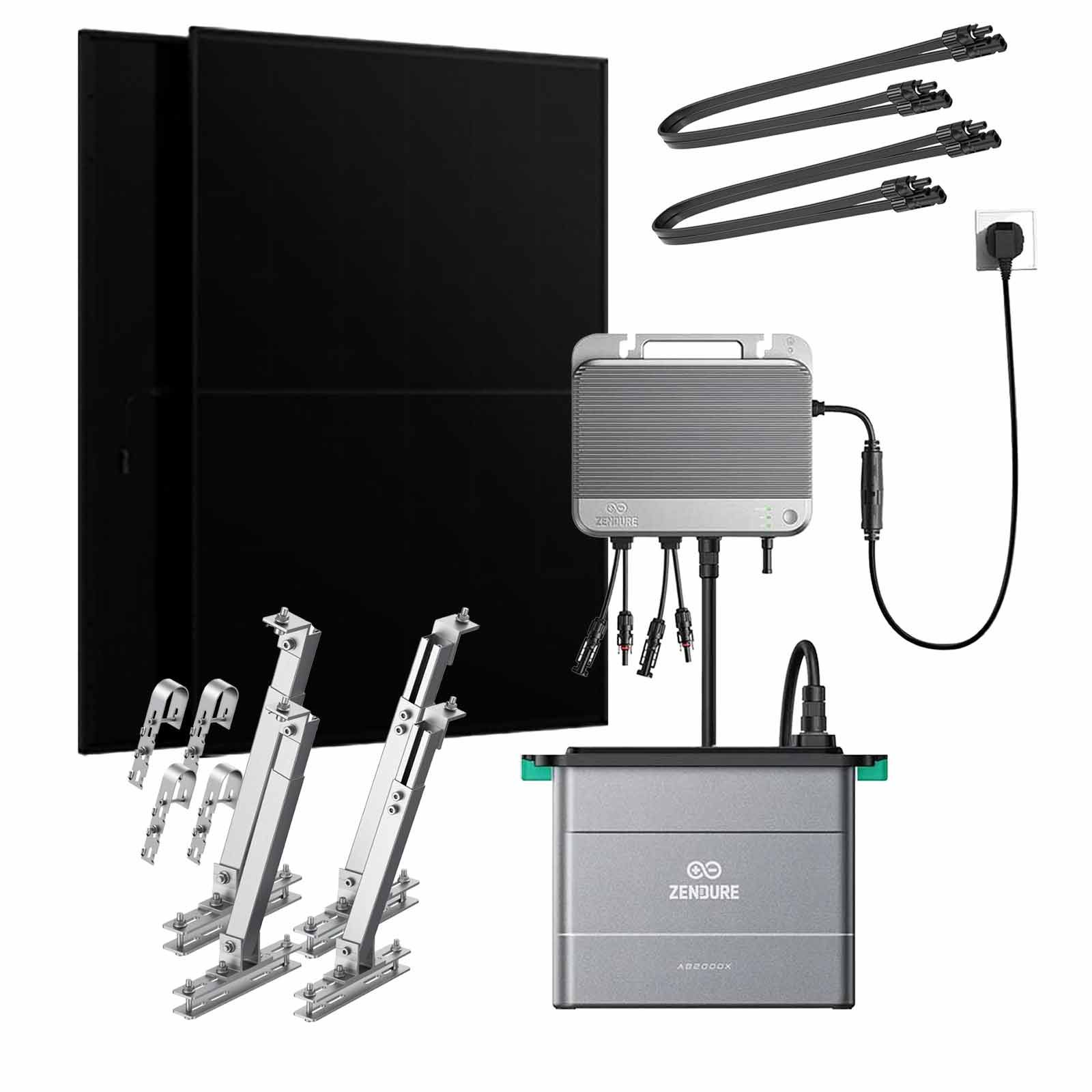 Zendure + Aiko Balkonkraftwerk Paket inkl. 2x AIKO 465 Wp Glas-Glas Solarmodul + Zendure SolarFlow 800 Bundle
