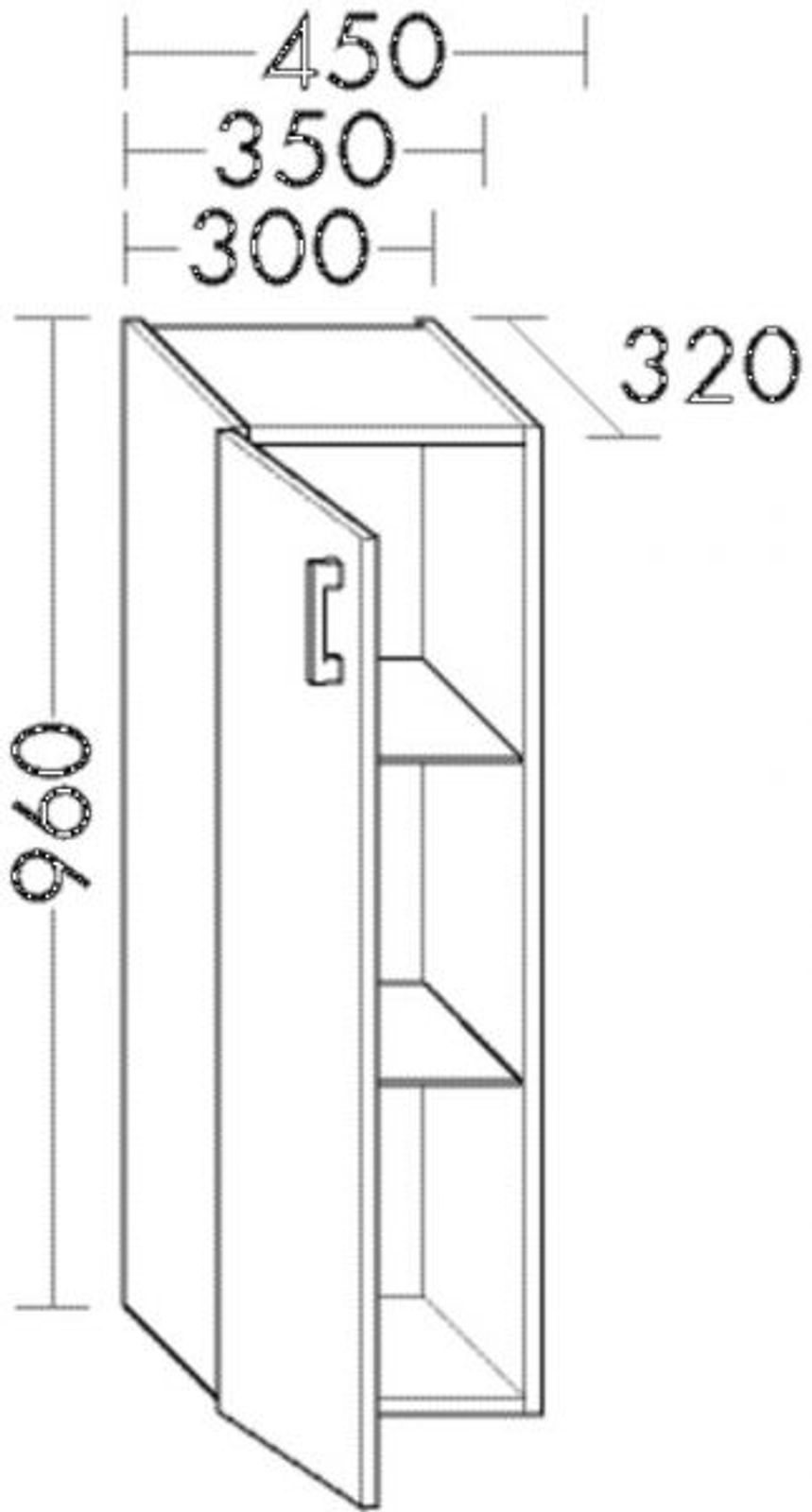 Burgbad Halbhoher Schrank UH 4525 Sys30 320x450x960 PG2