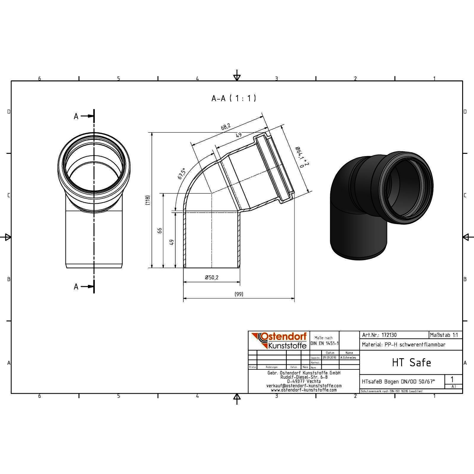 HTsafe Bogen 67,5 Grad DN 50
