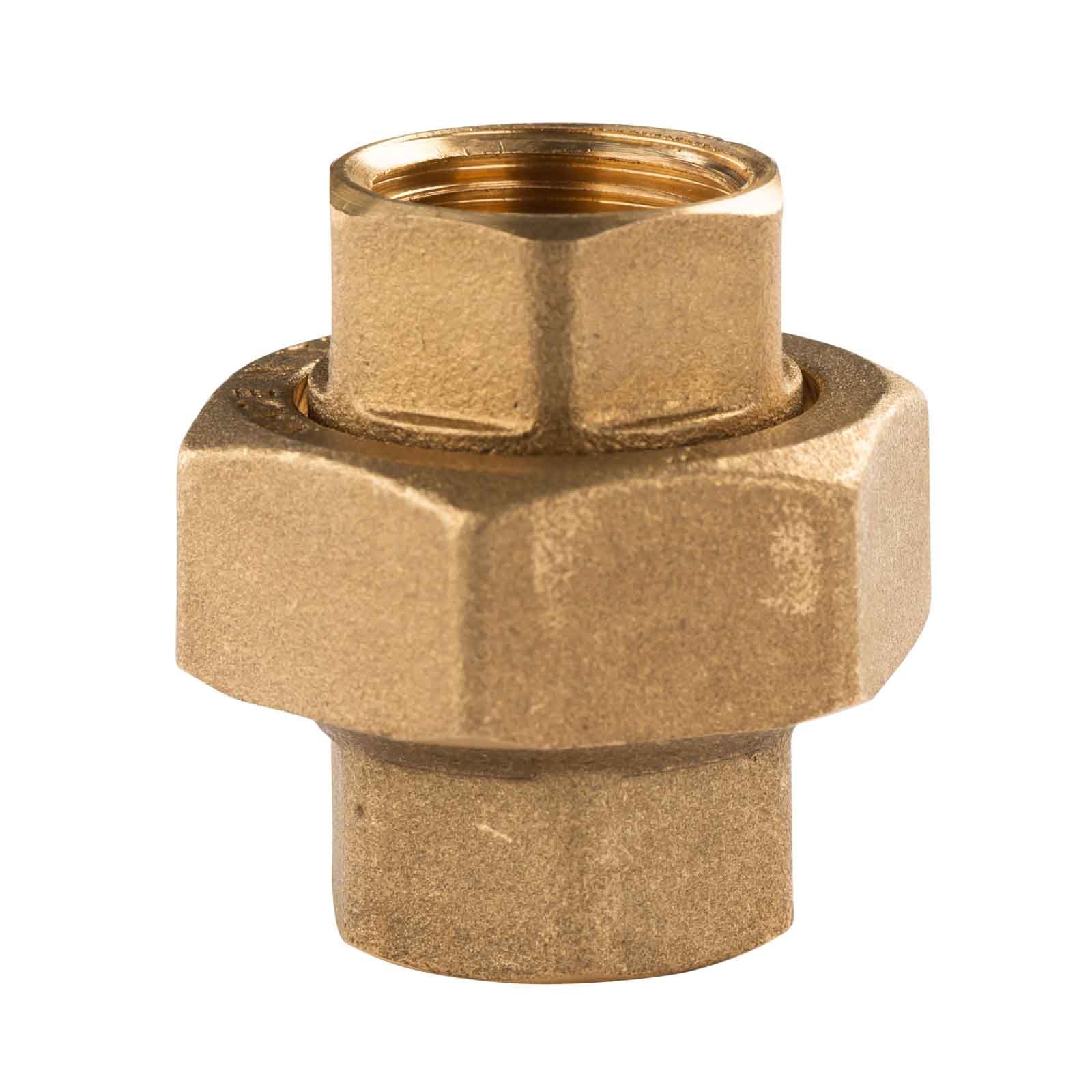 Messing Gewinde-Fitting Verschraubung gerade mit O-Ring 3 teilig 1/2"IG - 1/2"IG (DN 15) - schwere Ausführung