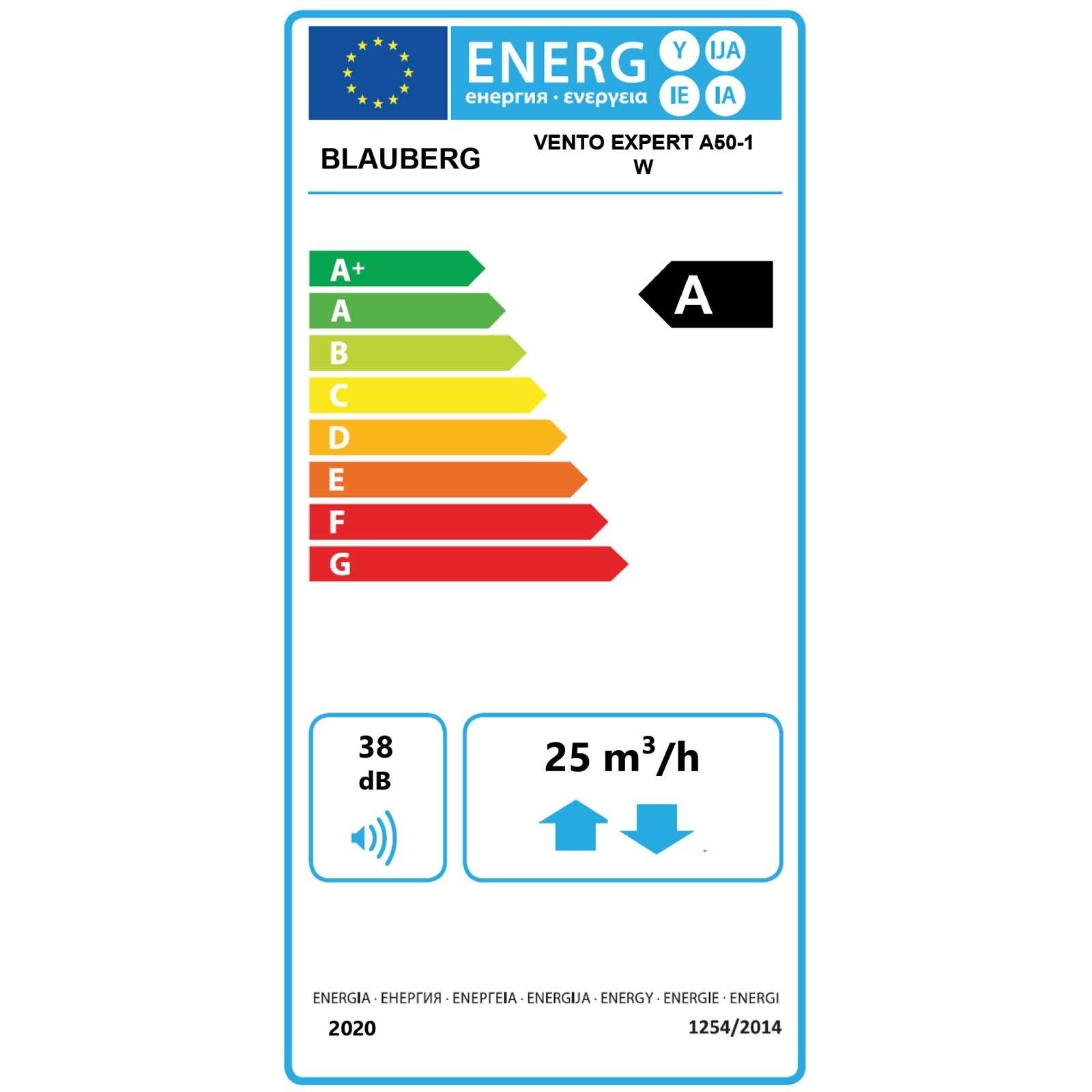 Blauberg Komplettset dezentrales Lüftungsgerät VENTO Expert A50-1 W V.2 weiße Innenblende, WLAN, DN 160