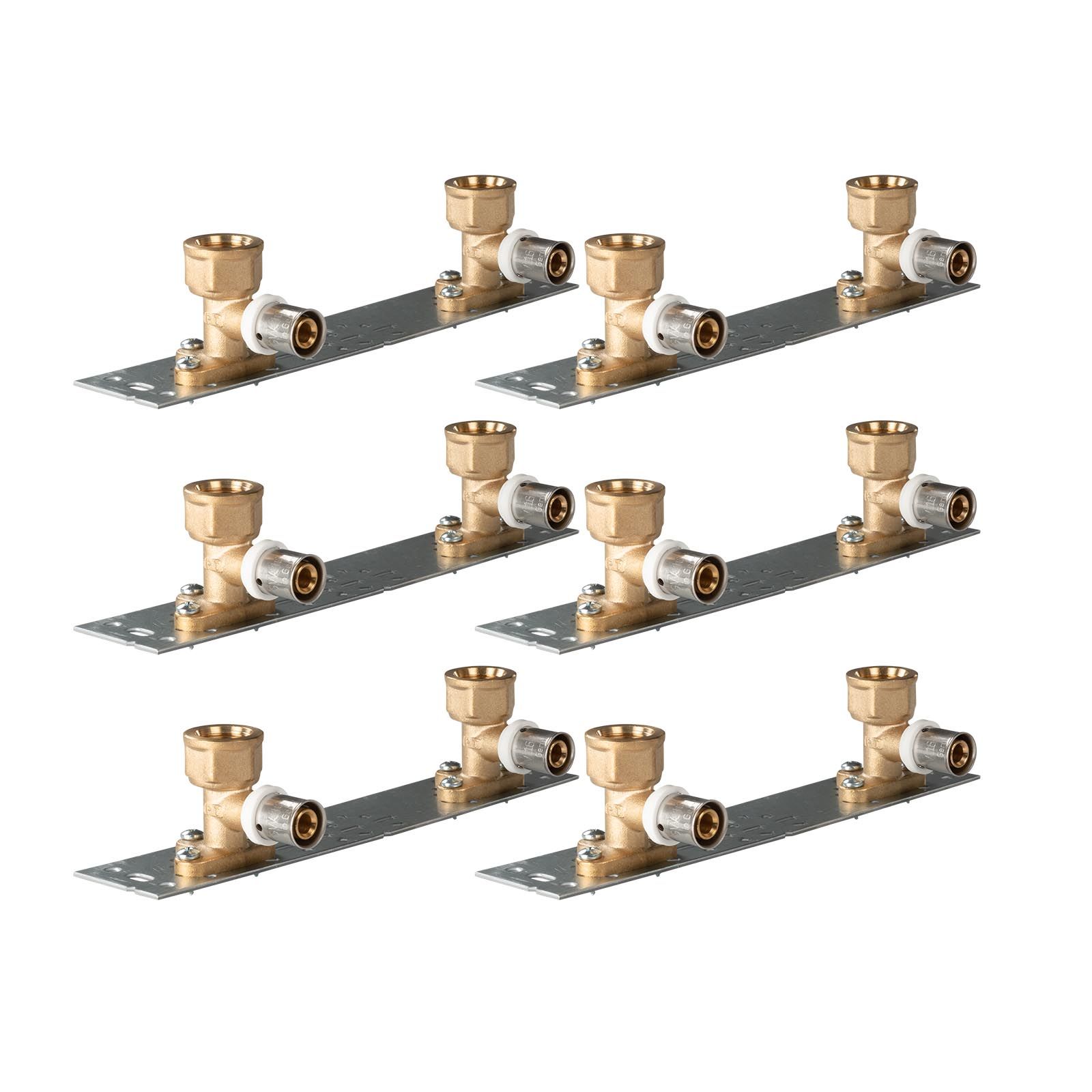 Selfio-Press Aluverbund Pressfitting Wandwinkel auf Montageplatte (Stichmaß 153 mm) 16 x 1/2 TH + U Kontur DVGW - 6 Stück