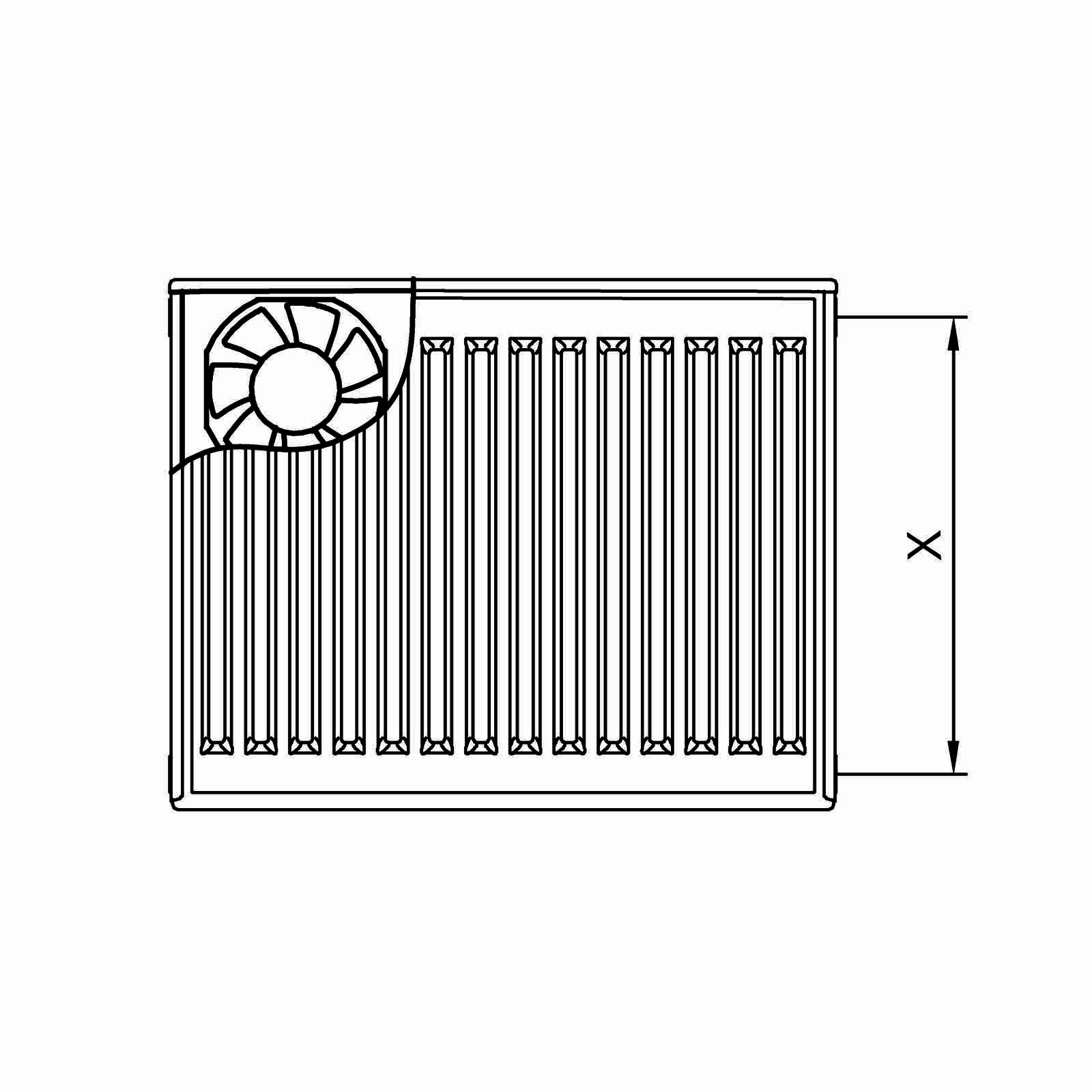 Kermi x-flair Profil-K Wärmepumpen-Heizkörper Typ 22 554x1600x100 mm 1000 Watt