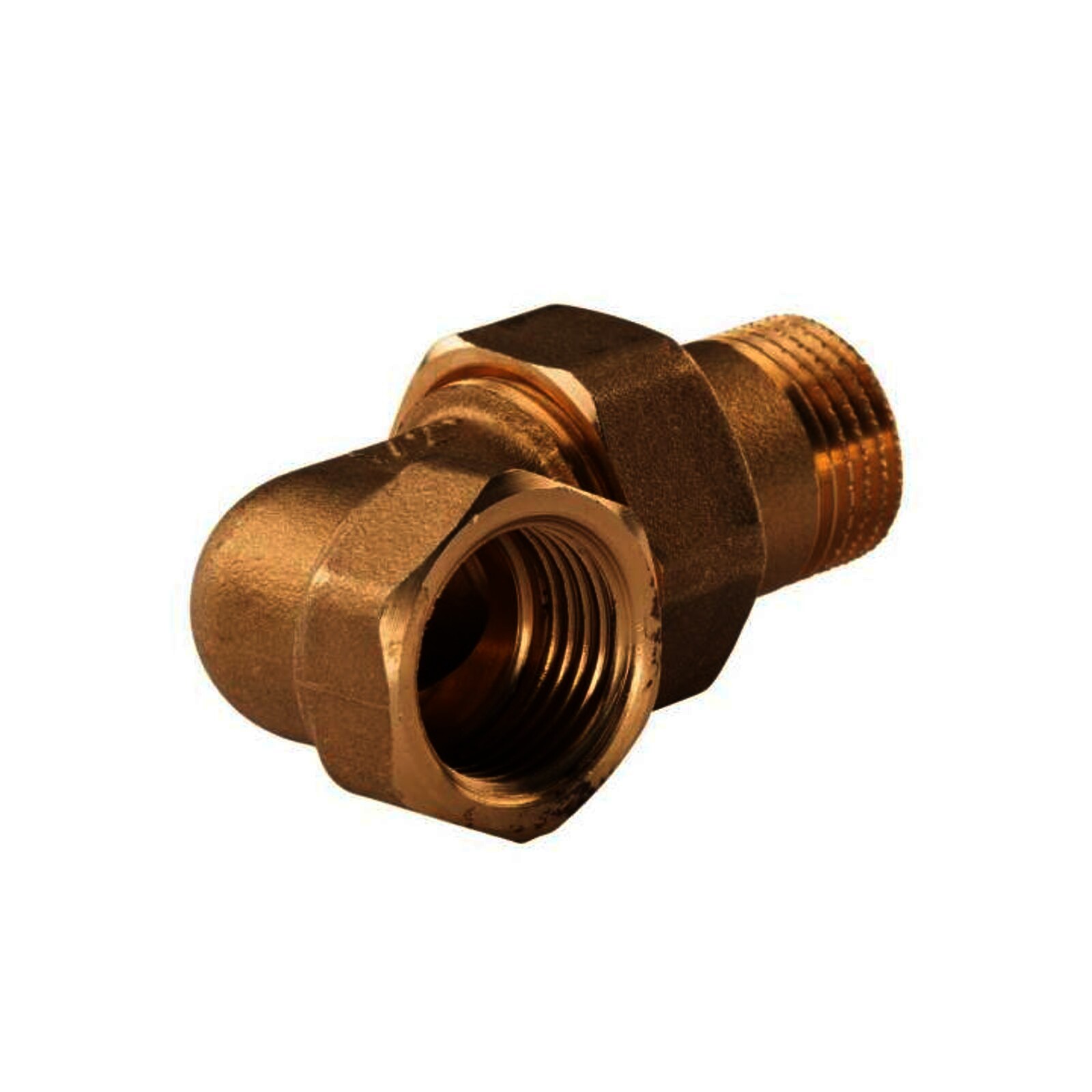 Messing Gewinde-Fitting Winkelverschraubung 90° flachdichtend 1/2"IG - 1/2"AG (DN 15) - schwere Ausführung