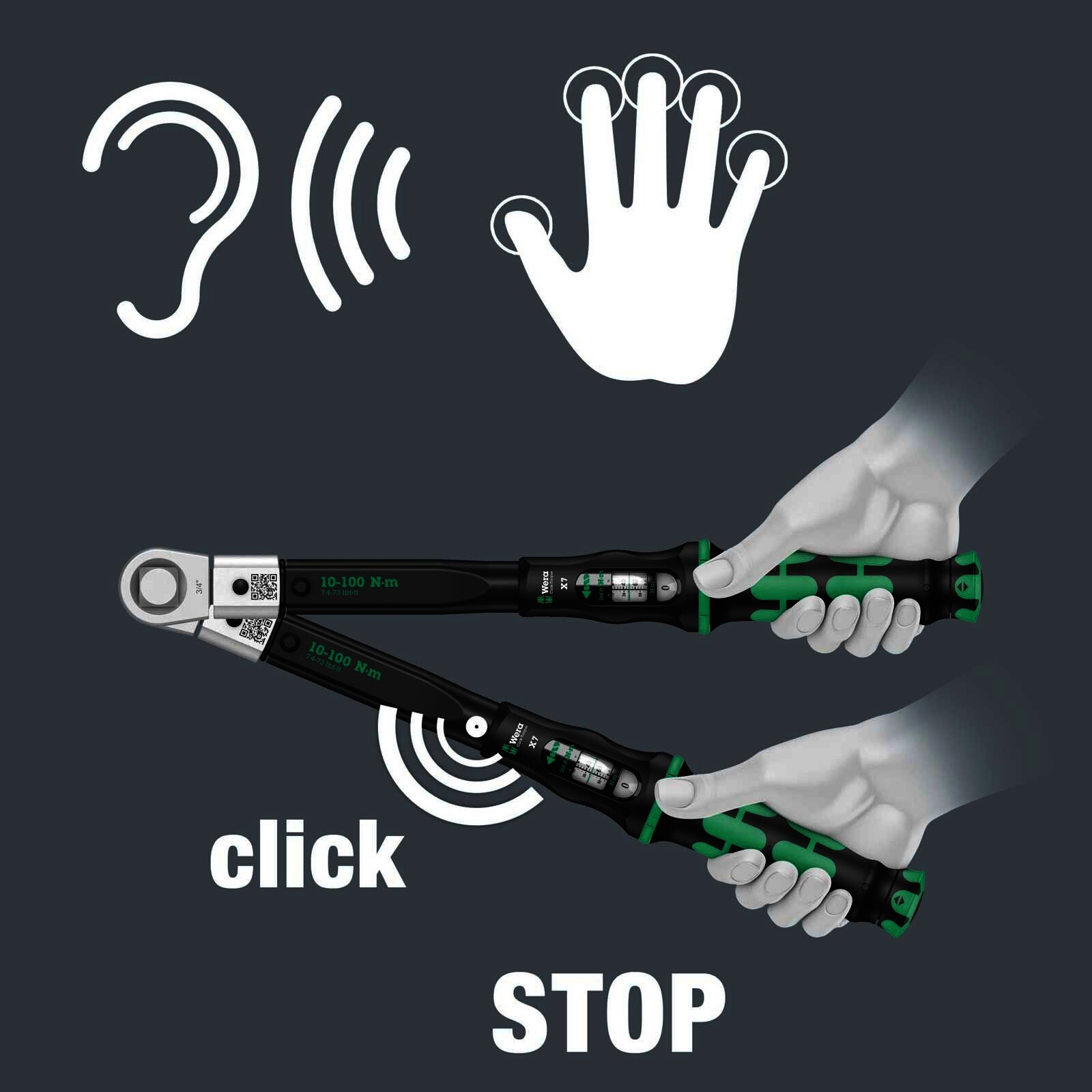 Wera Click-Torque X 7 Drehmomentschlüssel für Einsteckwerkzeuge, 10-100 Nm