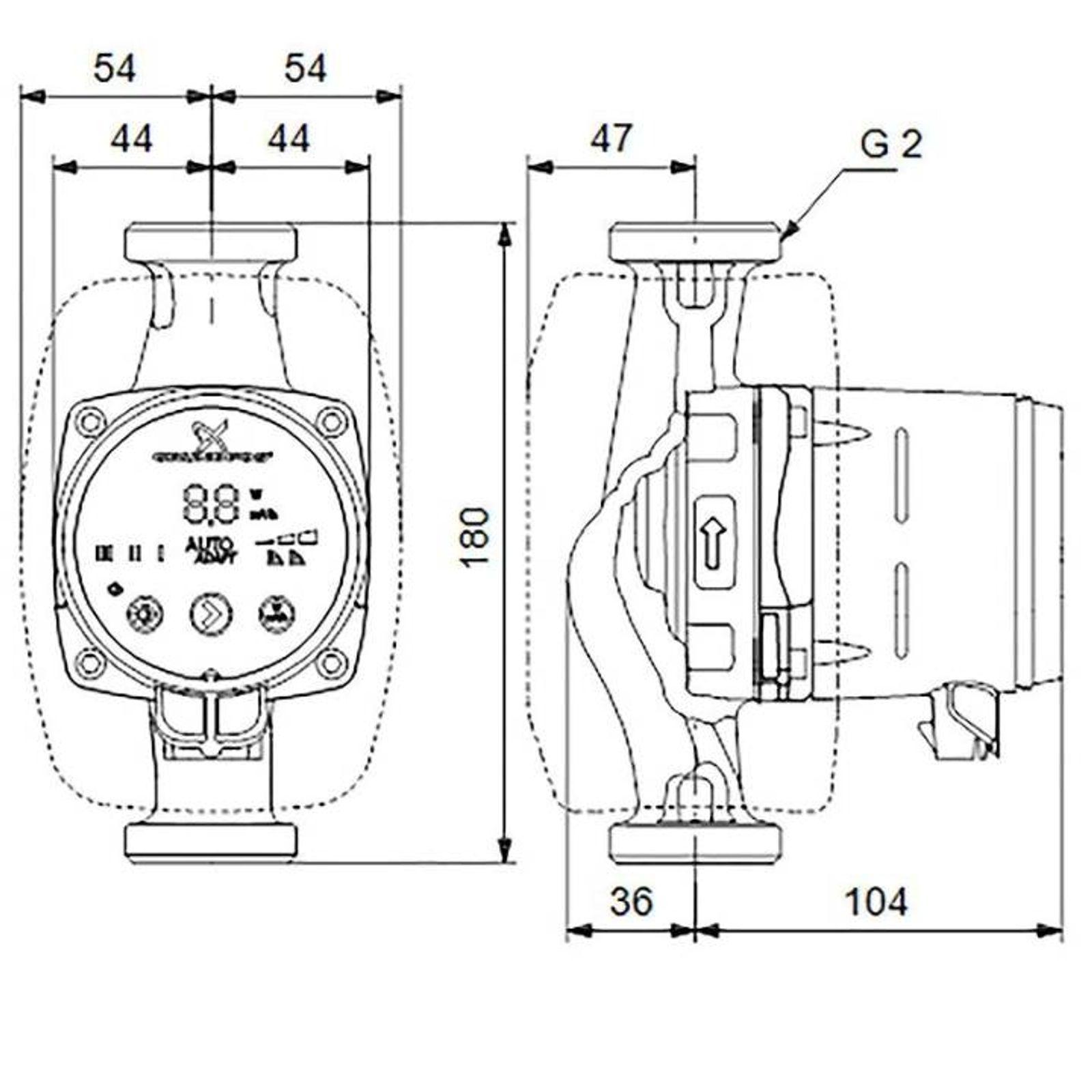Grundfos Alpha2 Hocheffizienz-Umwälzpumpe 32-80 180 mm