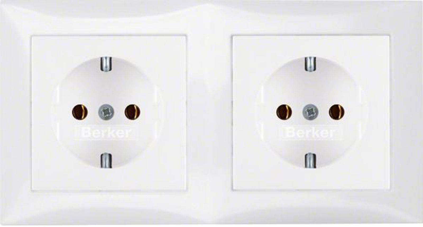 Berker 47208989 Steckdosen-Kombination SCHUKO 2fach mit Rahmen S.1 polarweiß, glänzend