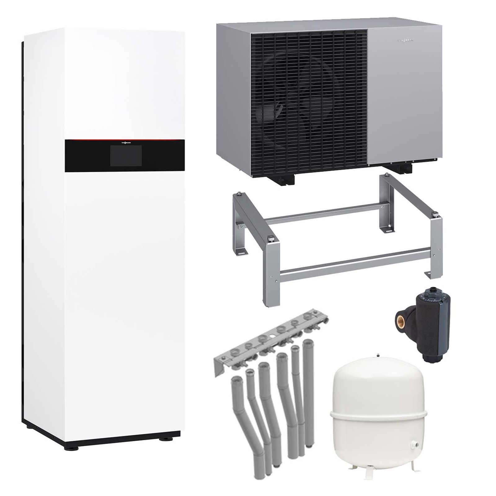 Viessmann Paket Vitocal 151-A Luft/Wasser-Wärmepumpe 5 kW AWOT-M-E-AC 151.A06 230V Monoblock mit Montagehilfe Anschluss nach oben