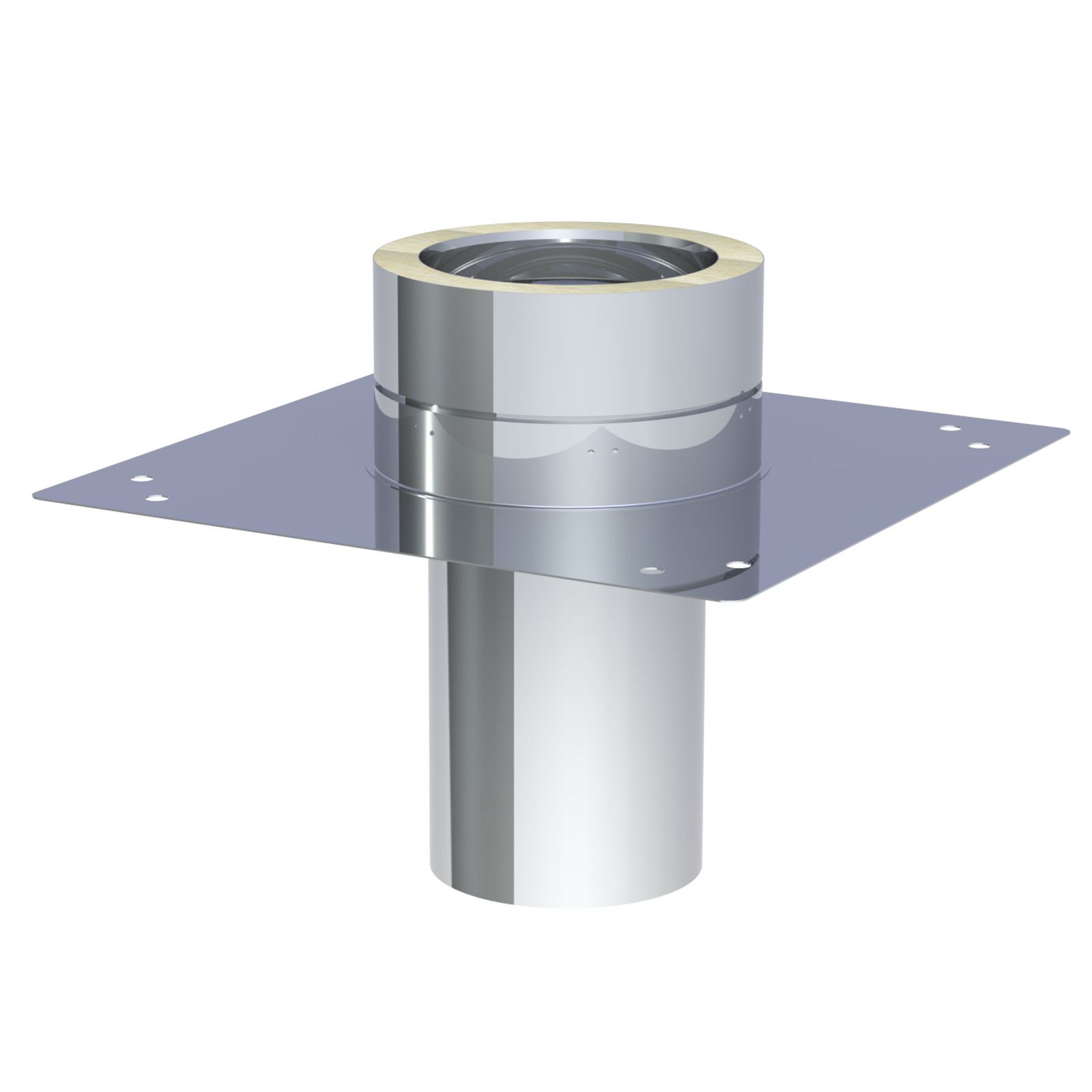 Jeremias DW-ECO 2.0 Grundplatte für Kaminerhöhung (mit rundem Einschub, l=220 mm), maximale Aufbauhöhe ab Grundplatte 1,5m Edelstahl