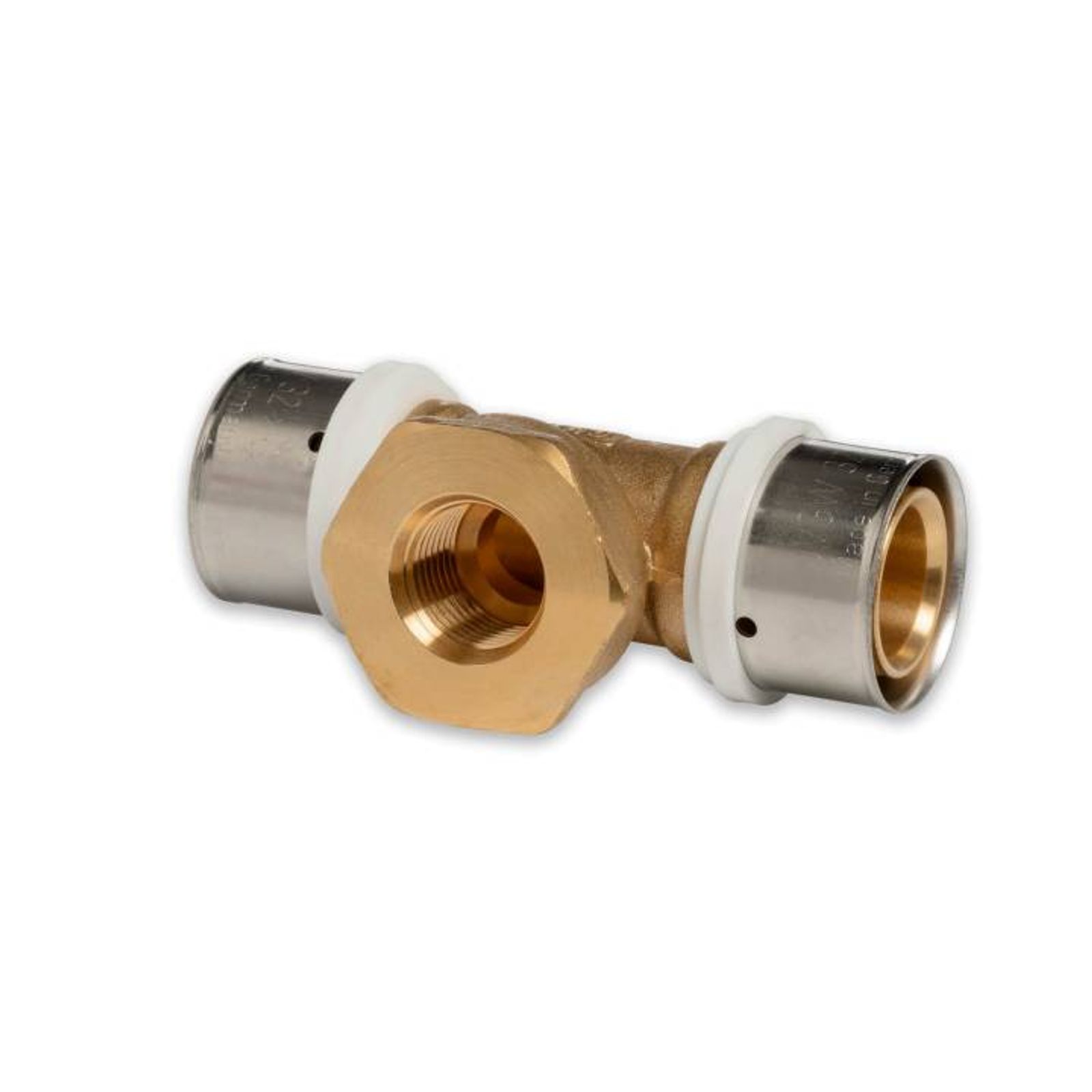 Selfio-Press Aluverbund Pressfitting T-Stück Innengewinde 32 x 3 - 1/2" - 32 x 3 TH + U Kontur DVGW