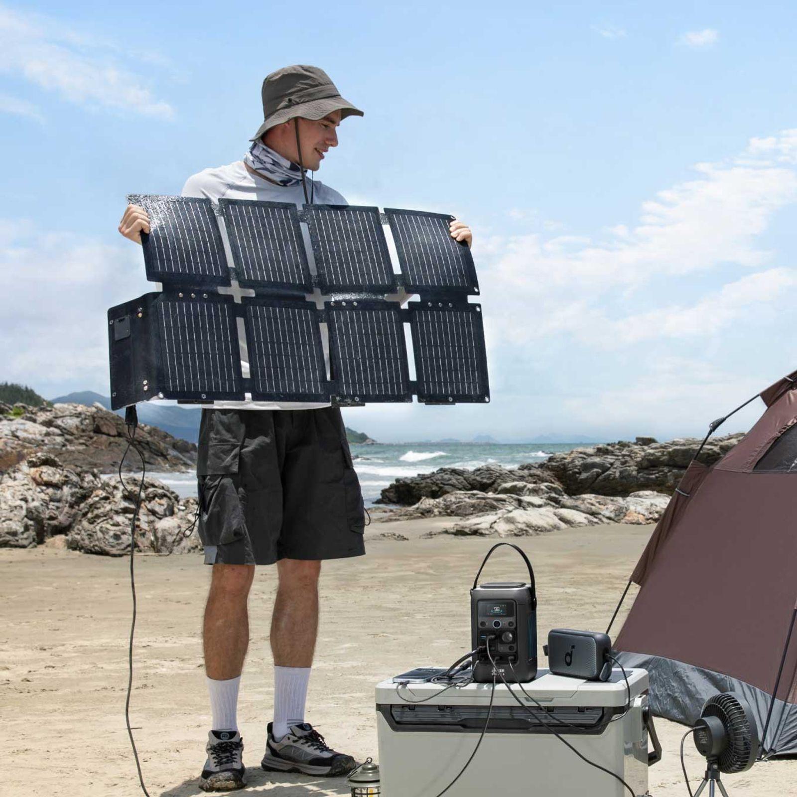 Anker SOLIX C300X DC + PS60 Set – Tragbare Powerstation mit 60W Solarpanel