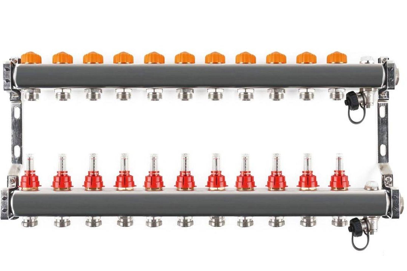Heizkreisverteiler Komplettset PREMIUM PLUS für Fußbodenheizung 11 Heizkreise