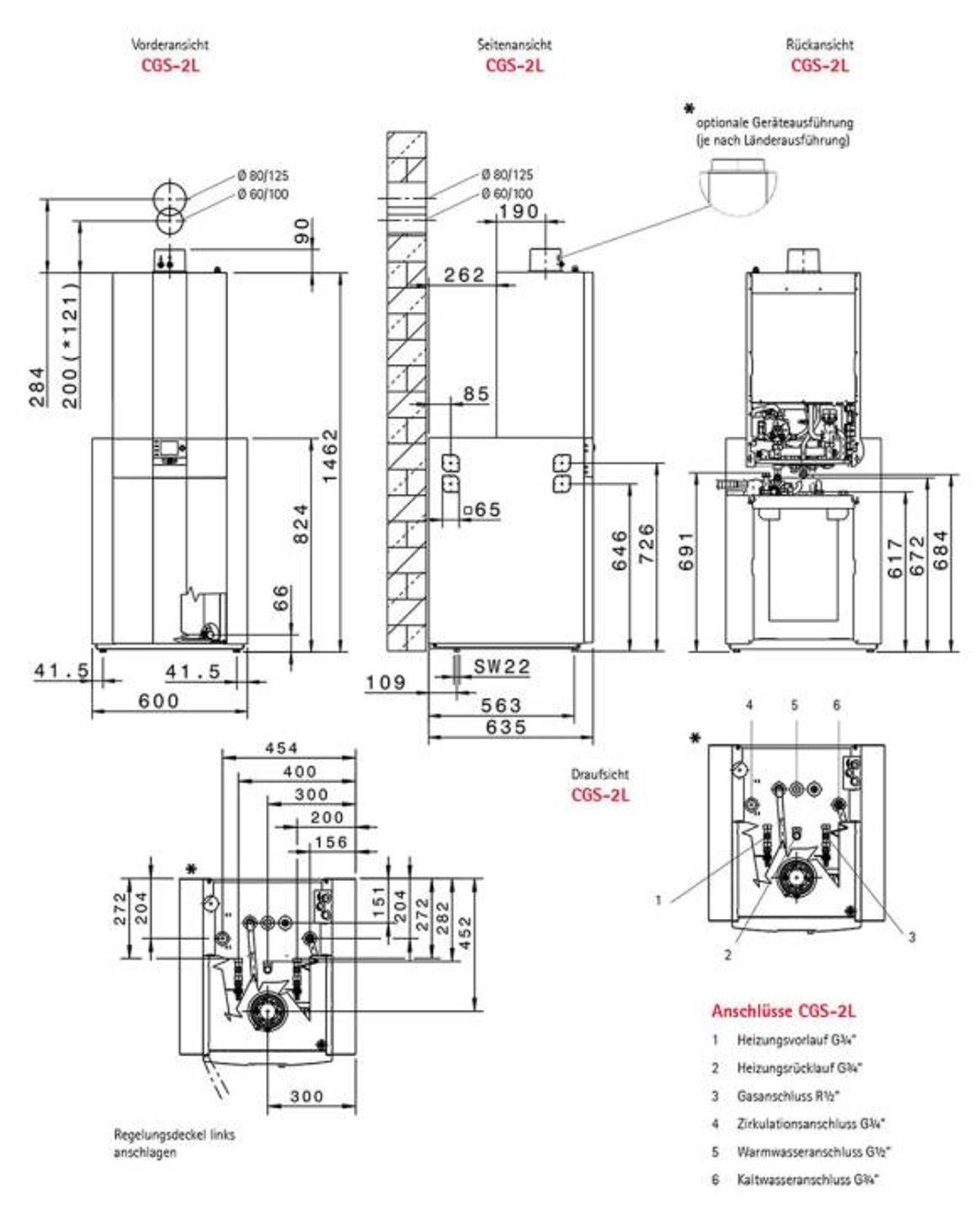 Wolf Gas-Brennwert 20 kW Kompaktheizzentrale CGS-2-20-160L