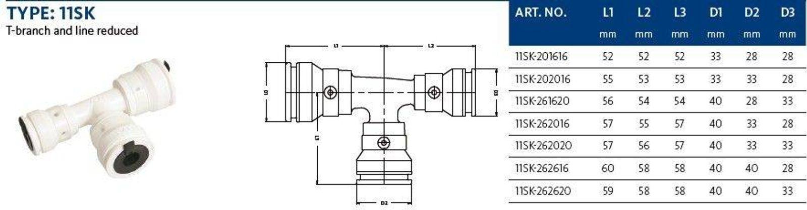 Aluverbund Steckfitting Henco Vision T-Stück reduziert 26 x 3 - 26 x 3 - 20 x 2