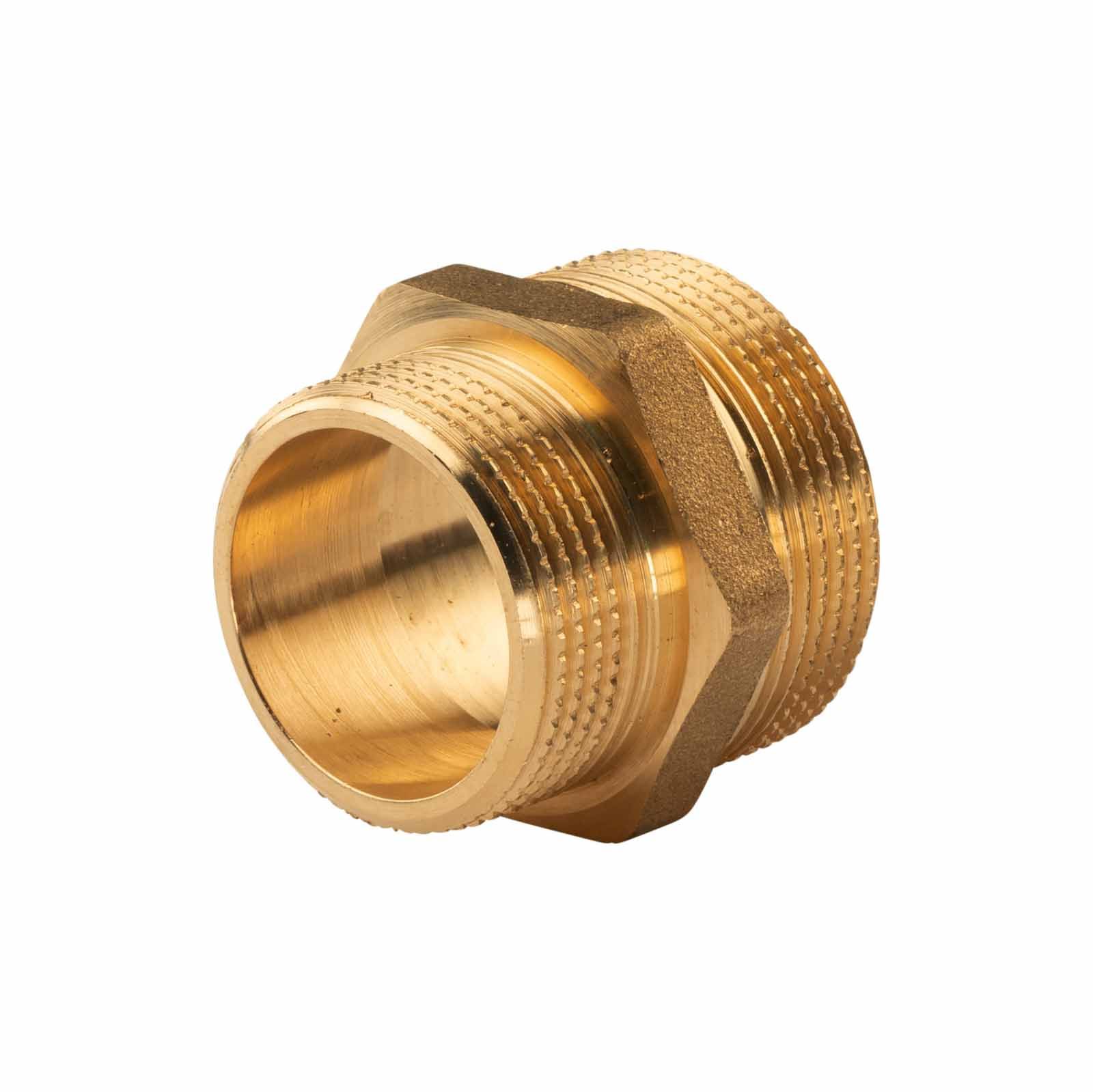 Messing Gewinde-Fitting Reduziernippel 1 1/2"AG (DN 40) - 1 1/4"AG (DN 32) - schwere Ausführung