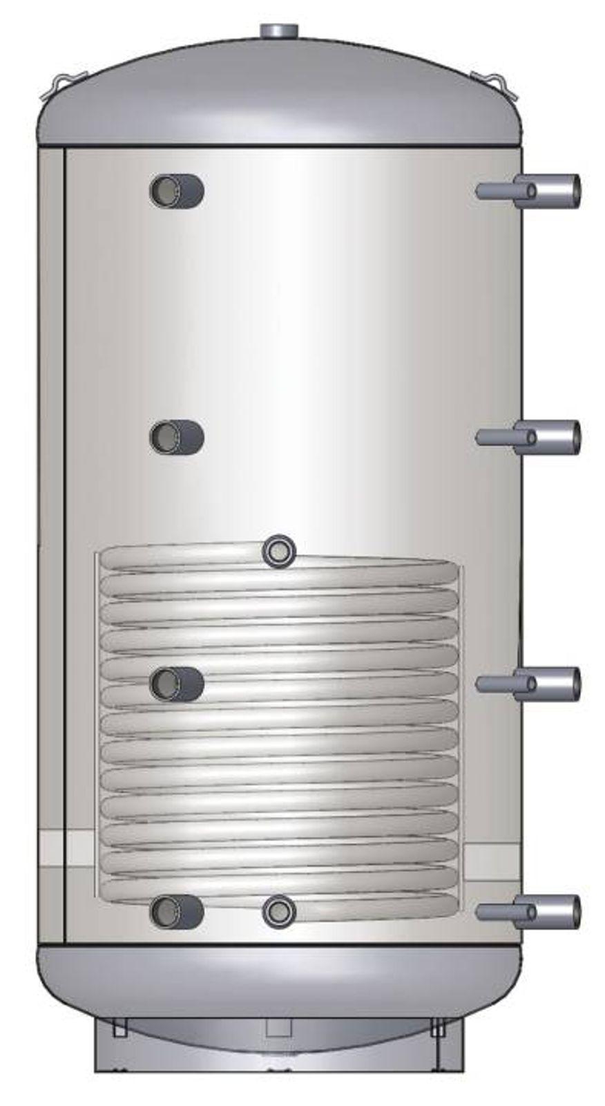Pufferspeicher PSR 5000 Liter mit einem Rohrregister und 100 mm Isolierung