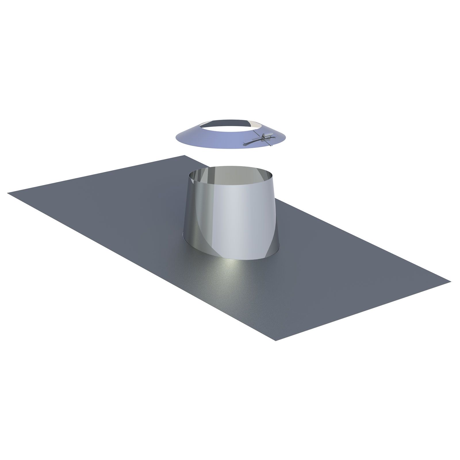 Jeremias DW-ECO 2.0 Dachdurchführung 5-15°mit Bleirand und Wetterkragen, Konus 150 mm Edelstahl
