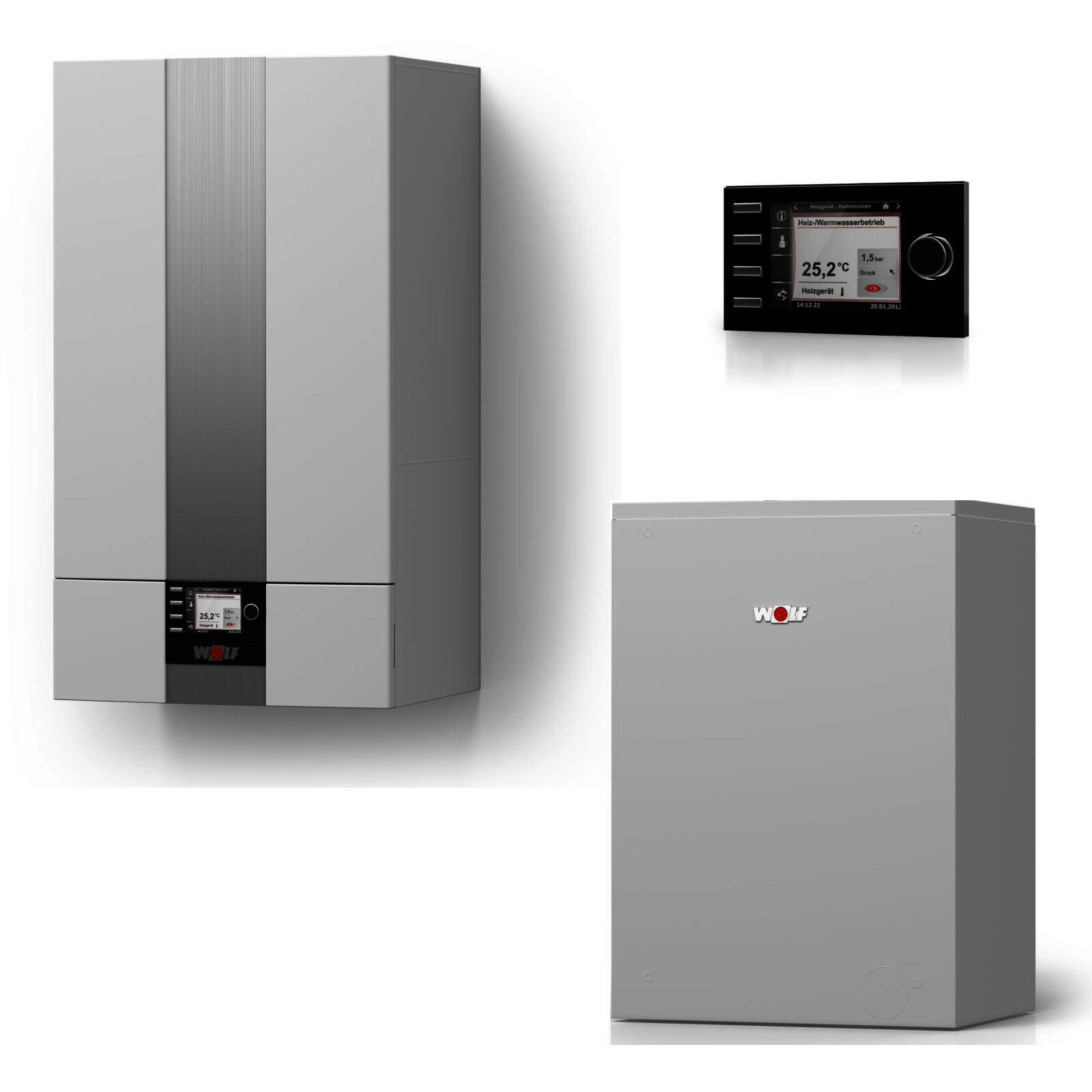 Wolf Gas-Brennwerttherme CGB-2-24 24 kW Warmwasserspeicher CSW-120 Regelung BM-2 Zubehör