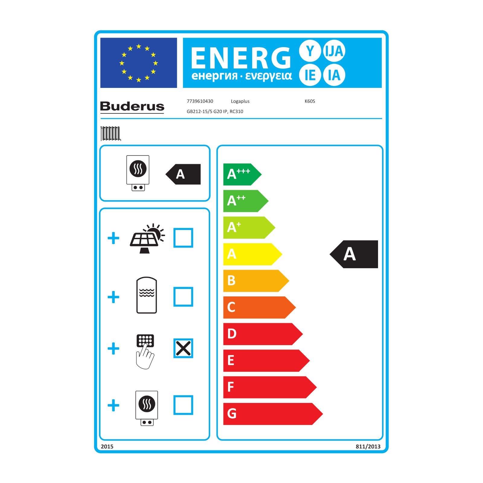 Buderus Paket K60S Gas-Brennwertkessel Logaplus GB212 15 kW Bedieneinheit Logamatic RC310 Zubehör ohne Mischer