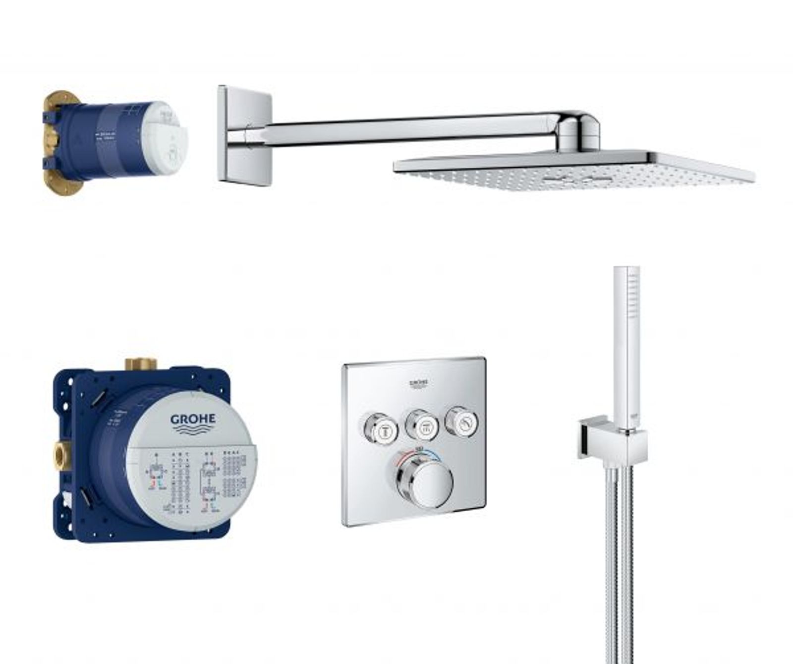 GROHE UP-Duschsystem GRT SmartControl 34804 eckige Form mit THM KB HB chrom
