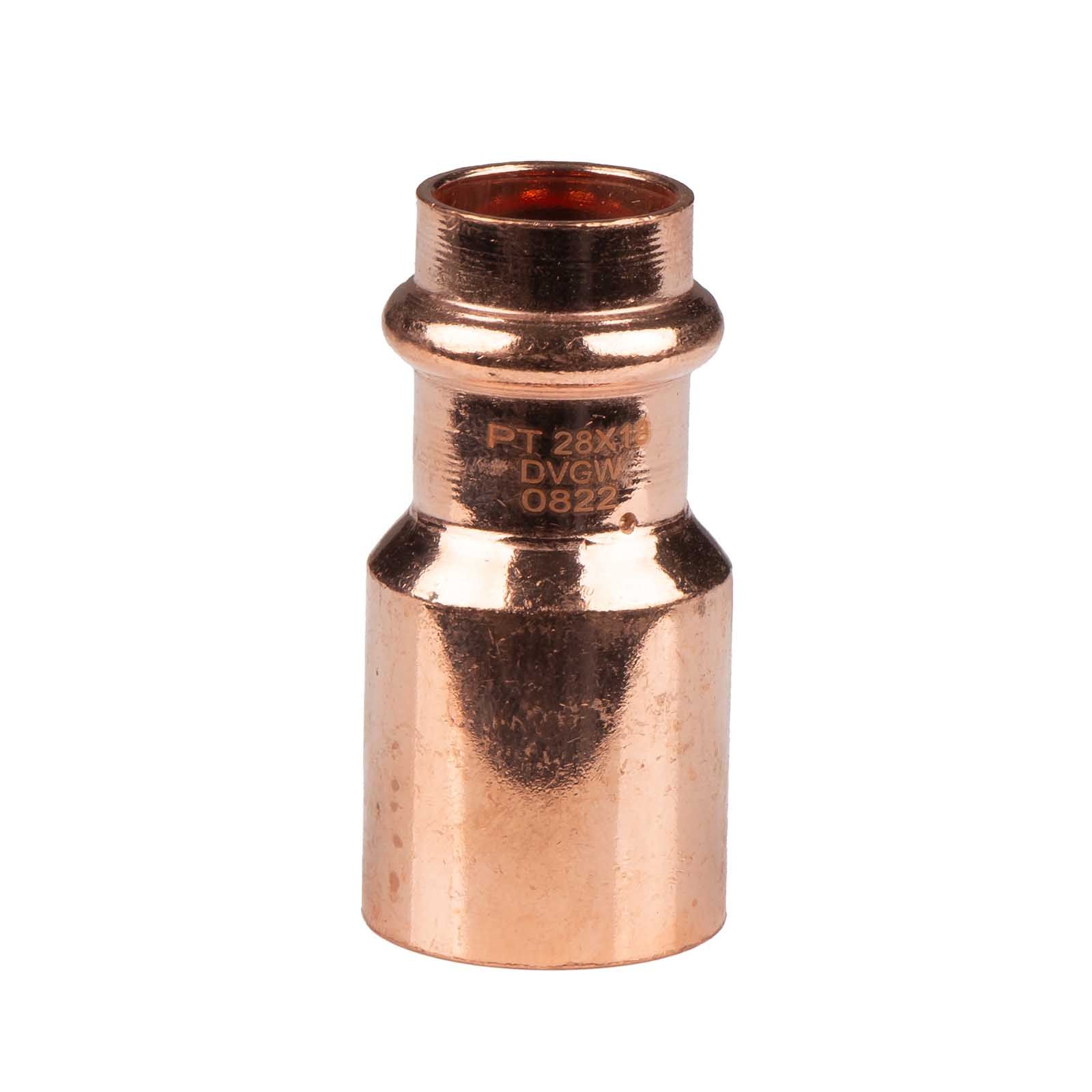 Kupfer Pressfitting Reduzierstück 28 x 18 mm V+M-Kontur DVGW