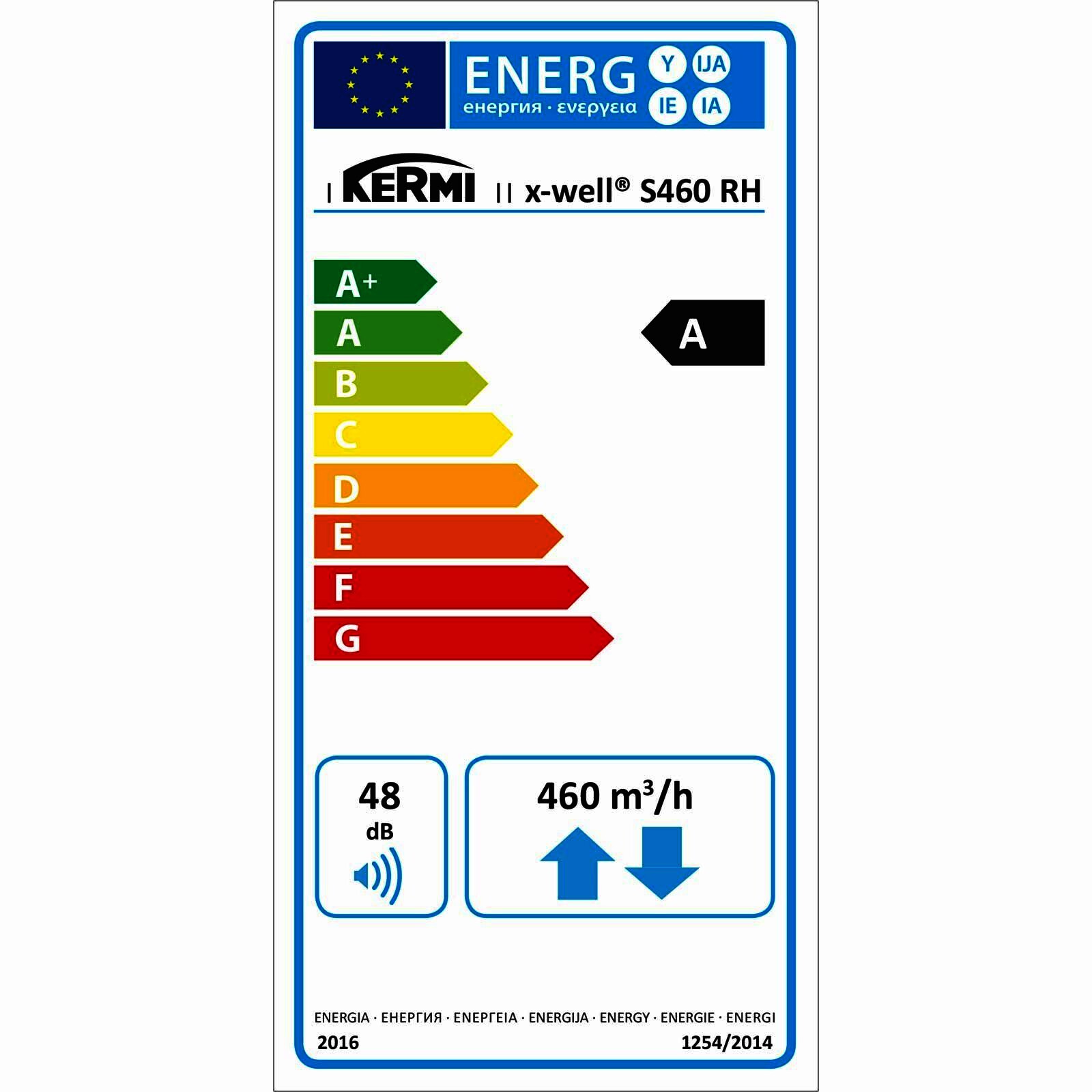Kermi x-well S460 RH Zentrales Wohnraumlüftungsgerät mit Vorheizregister rechts