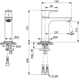 Ideal Standard WT-Arm. Connect Air, Gran o.Ablgarn., Ausld.125mm, Chrom