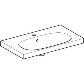 Geberit Acanto WT, verk. Ausladung, 75x4 Ablagefläche, m. Hl., m. Ül., weiß
