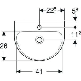 Geberit Renova Handwaschbecken, 45x36cm m. Hl., o.. Ül., weiß