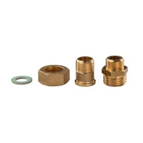 Messing Gewinde-Fitting Verschraubung gerade flachdichtend 3/8"AG - 3/8"AG (DN 10) - schwere Ausführung